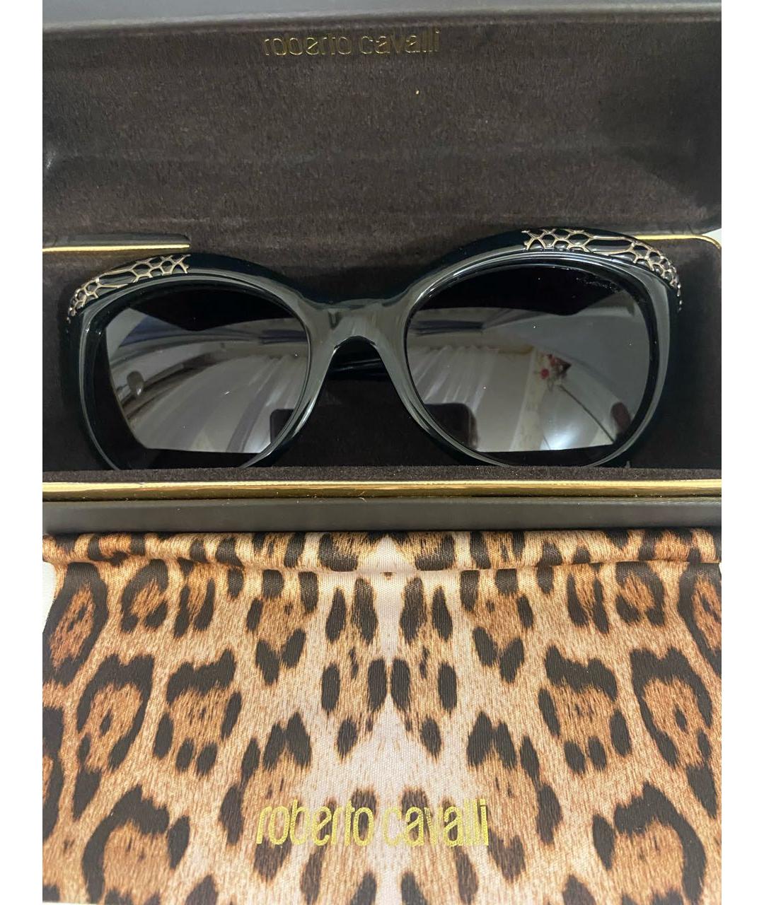 ROBERTO CAVALLI Черные пластиковые солнцезащитные очки, фото 2