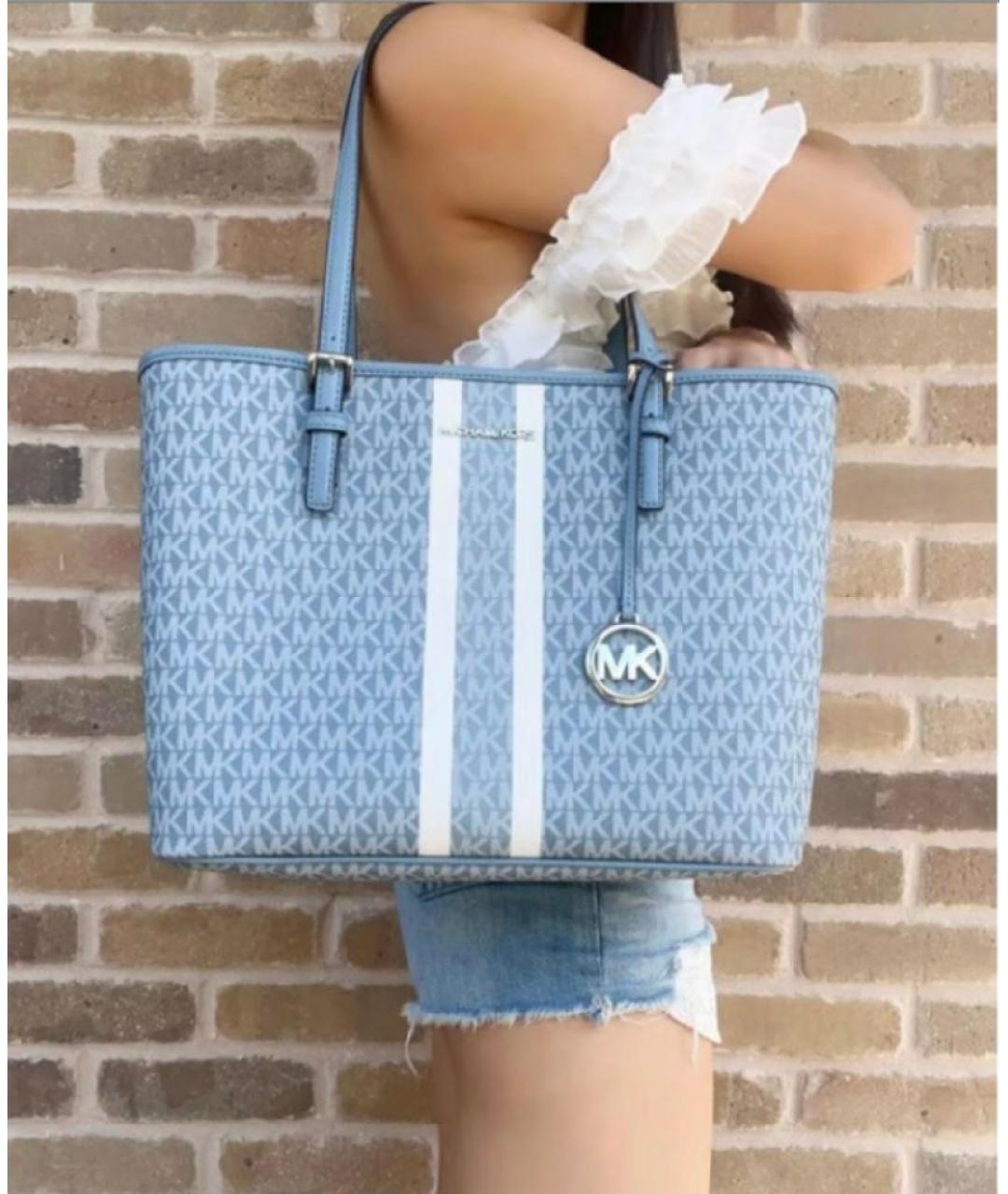 MICHAEL KORS Голубая сумка тоут, фото 2