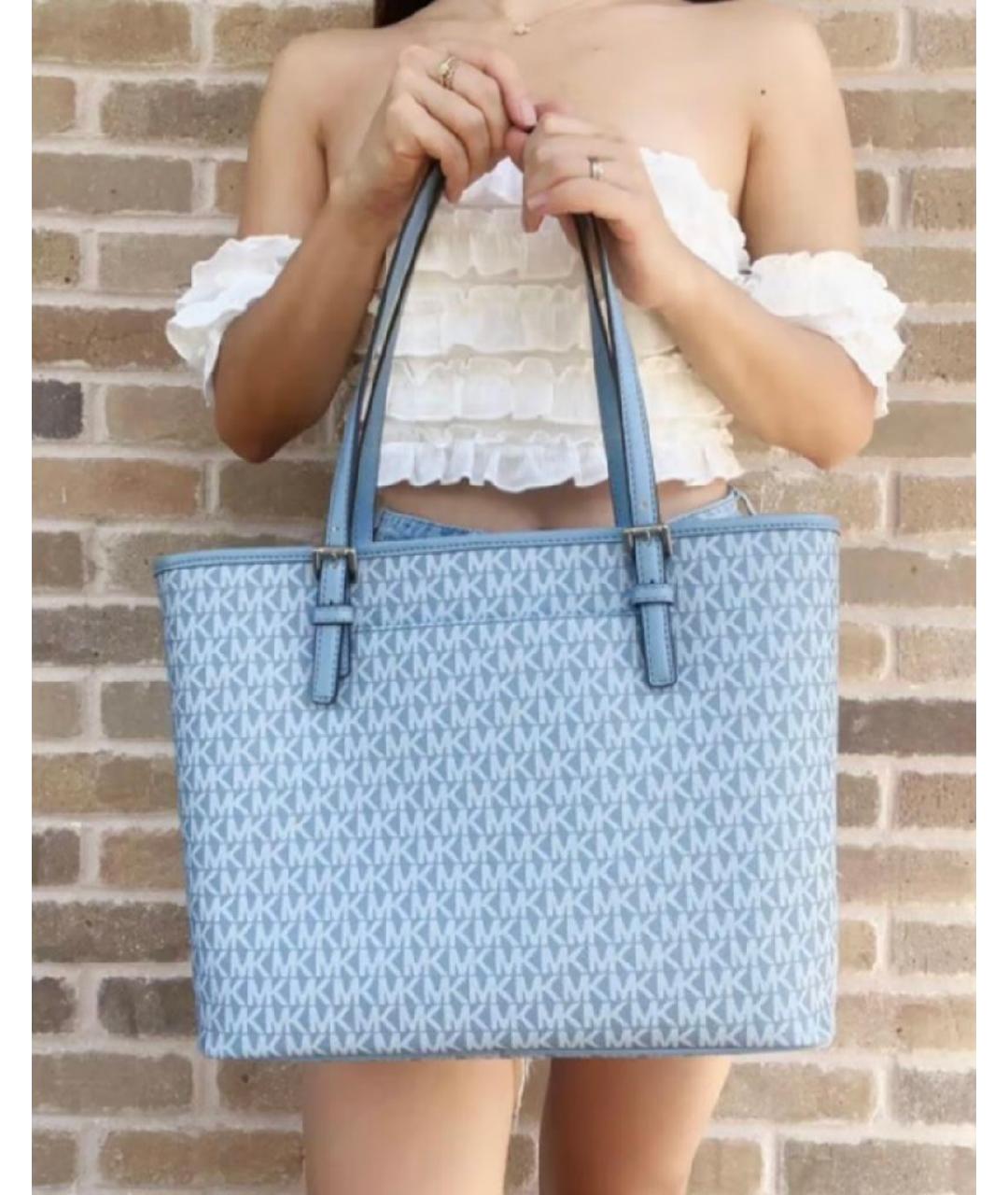 MICHAEL KORS Голубая сумка тоут, фото 3