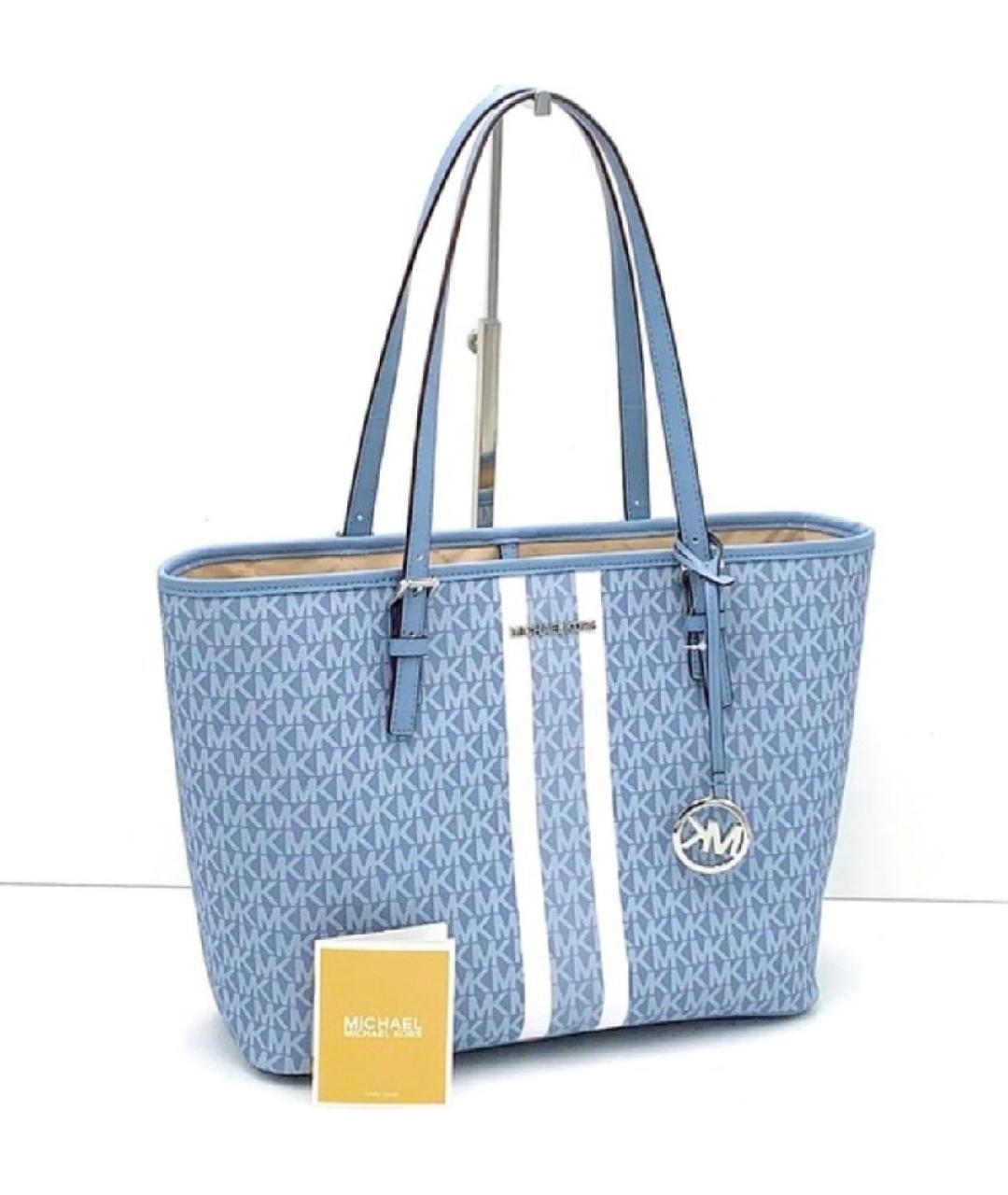 MICHAEL KORS Голубая сумка тоут, фото 4