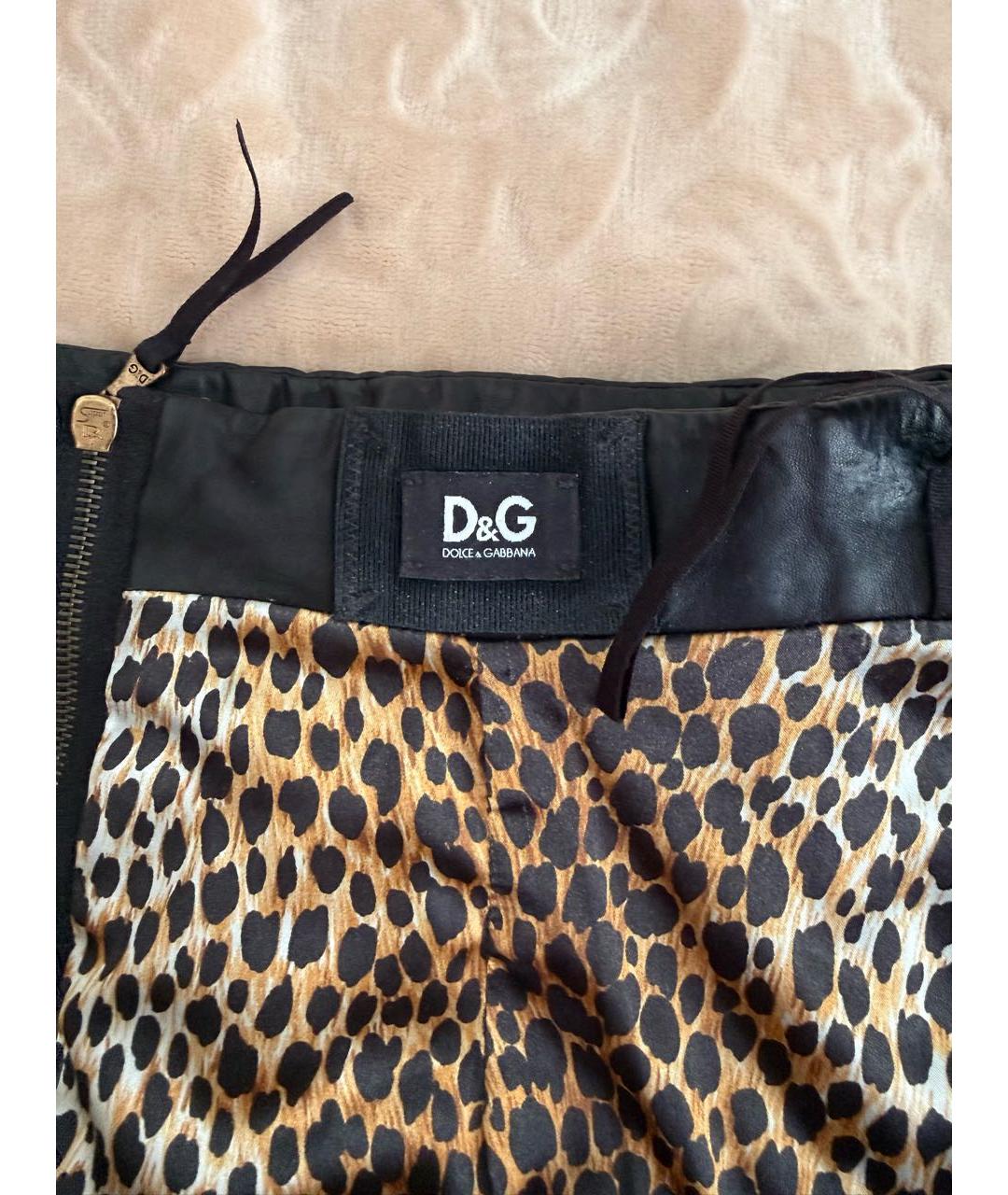 DOLCE&GABBANA Черная кожаная юбка мини, фото 3