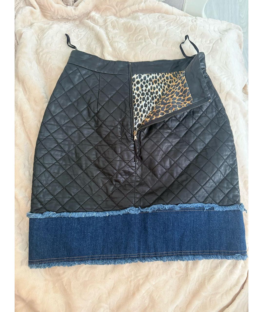 DOLCE&GABBANA Черная кожаная юбка мини, фото 2