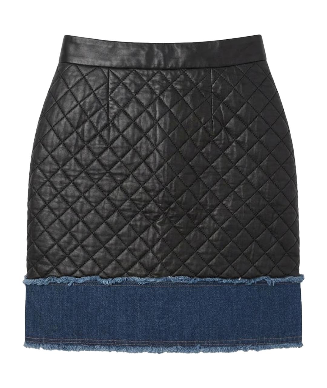 DOLCE&GABBANA Черная кожаная юбка мини, фото 1