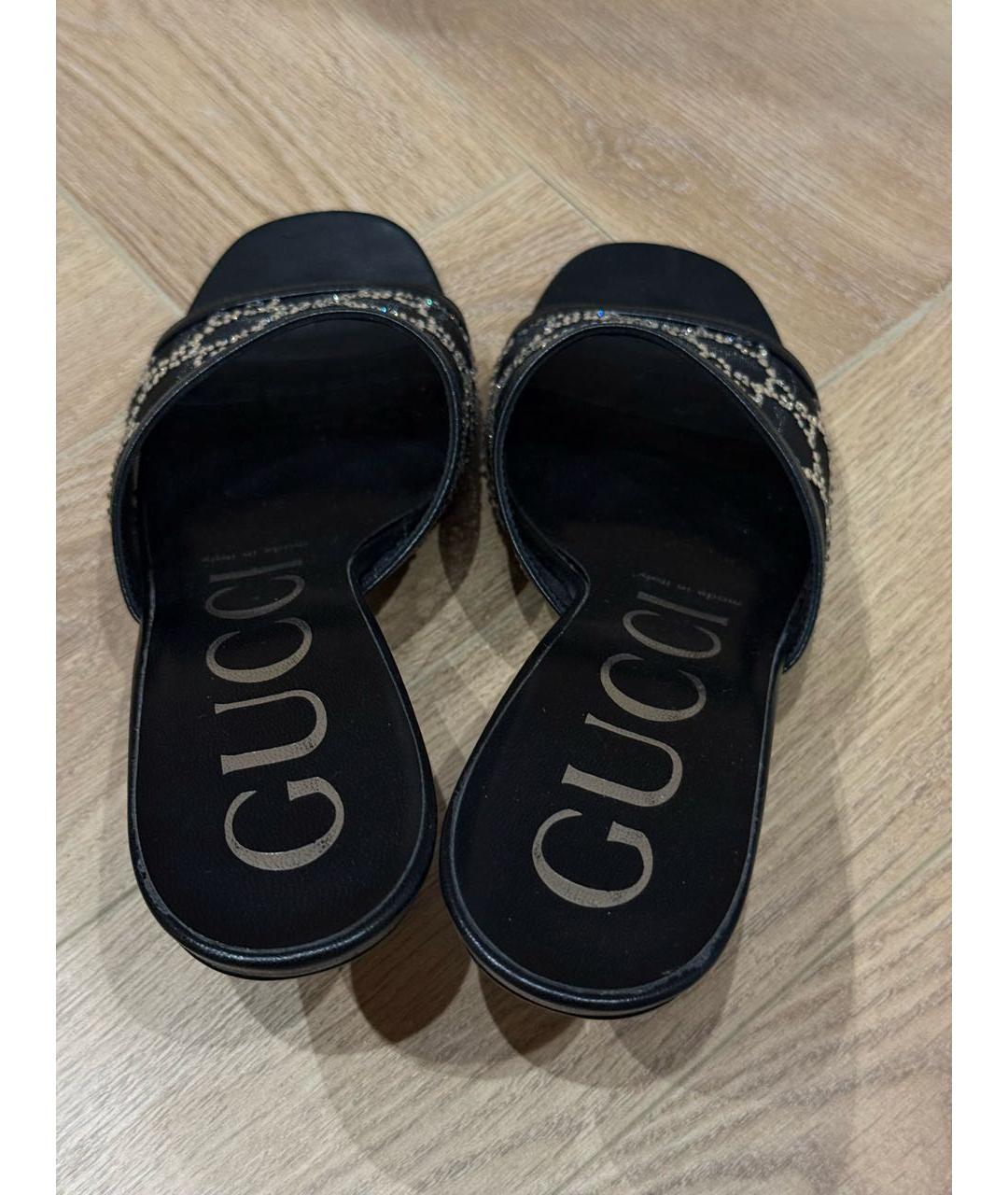 GUCCI Черные кожаные сабо, фото 3