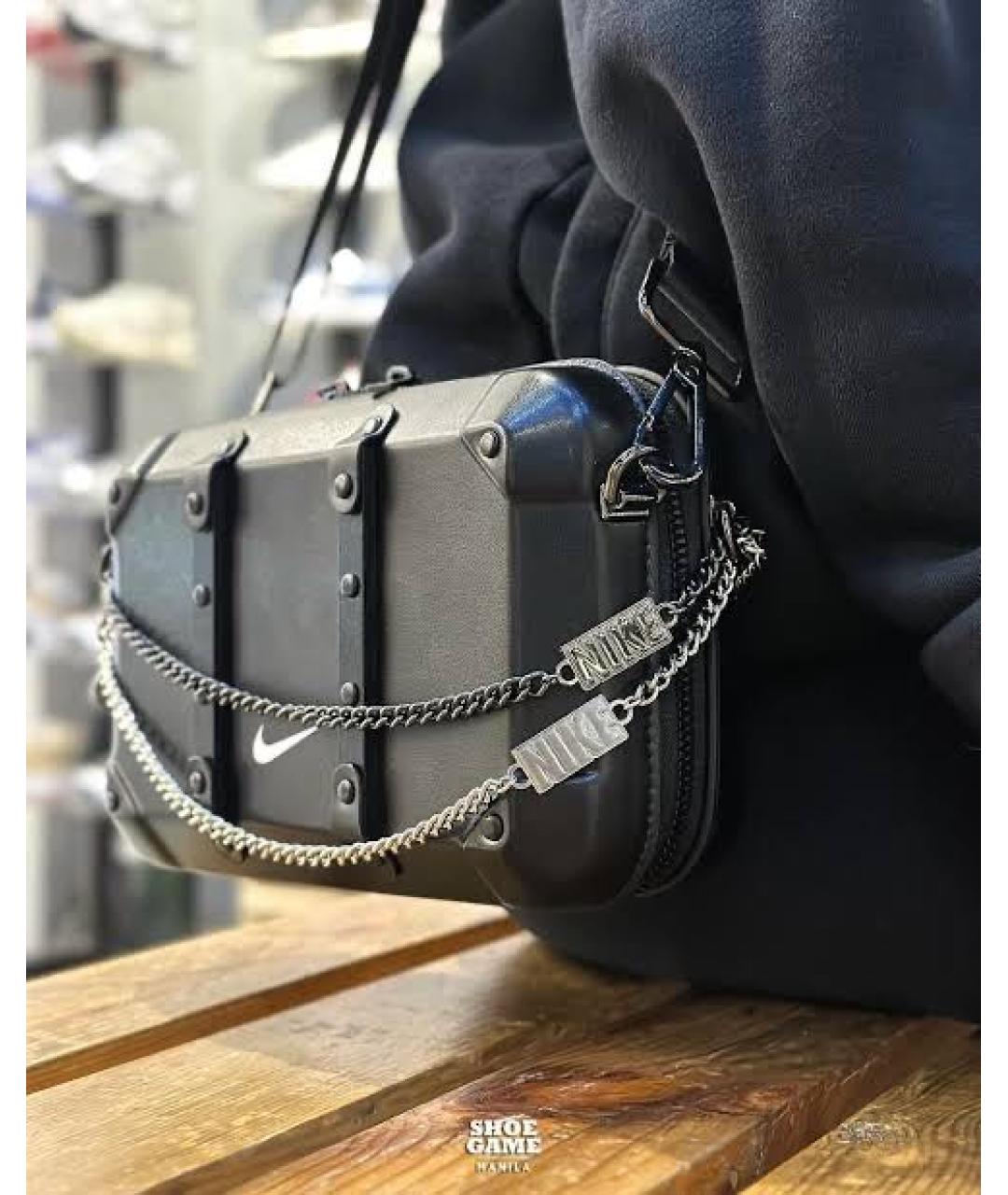 NIKE Черная кожаная сумка на плечо, фото 6