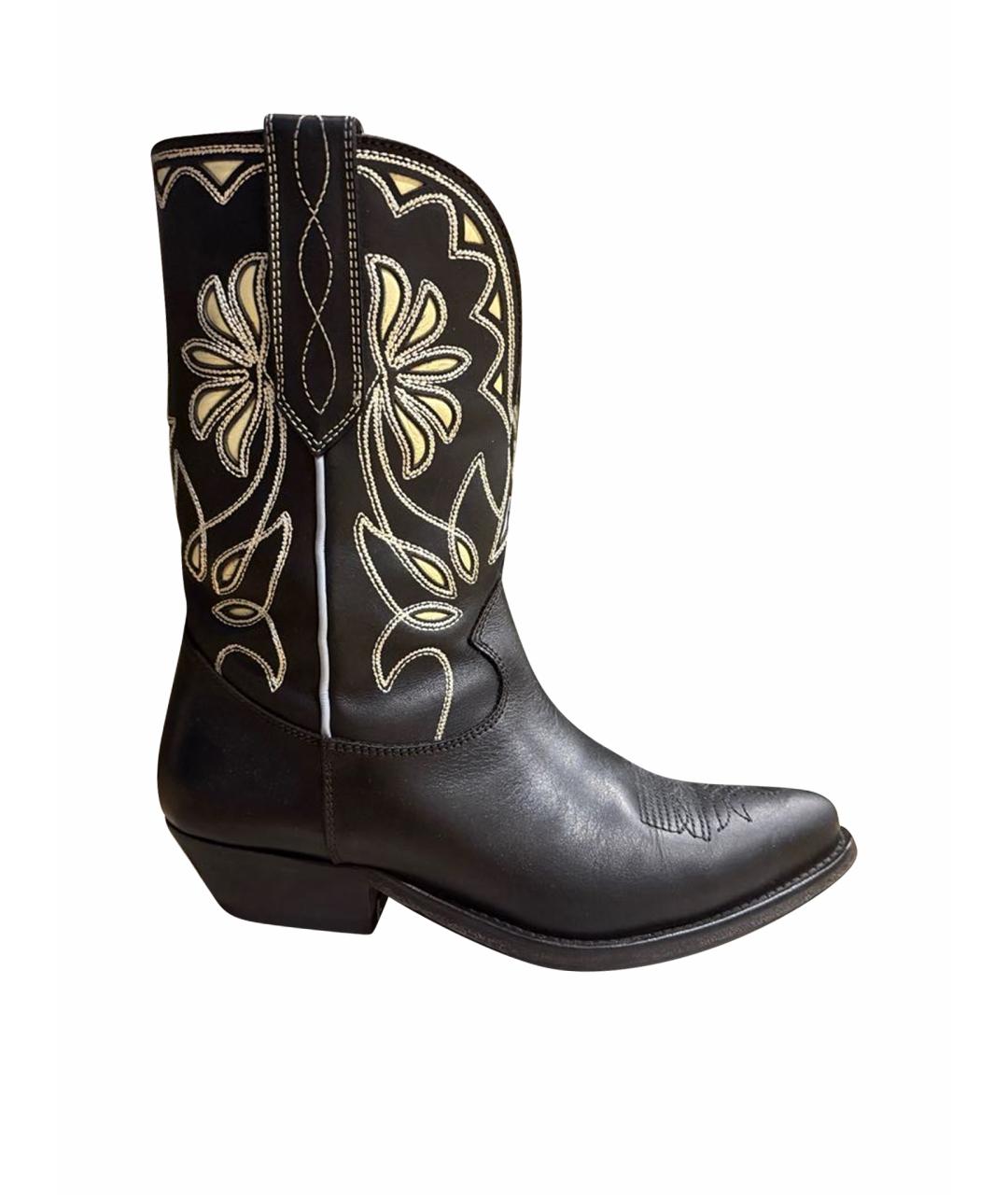 GOLDEN GOOSE DELUXE BRAND Черные кожаные сапоги, фото 1