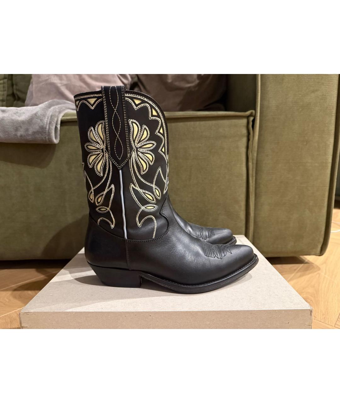 GOLDEN GOOSE DELUXE BRAND Черные кожаные сапоги, фото 9