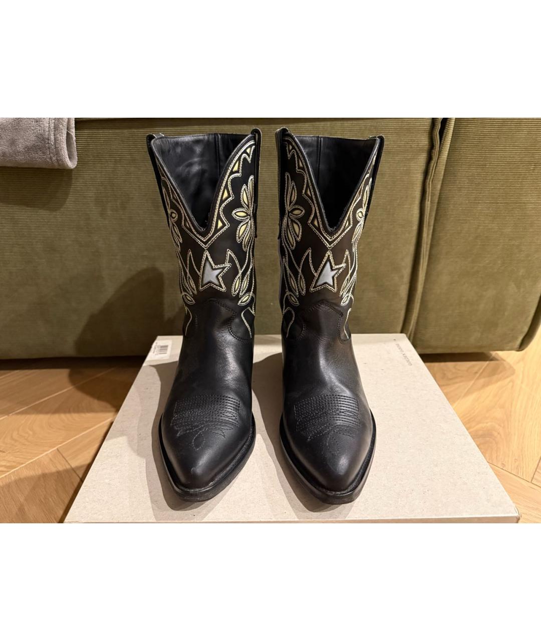 GOLDEN GOOSE DELUXE BRAND Черные кожаные сапоги, фото 2