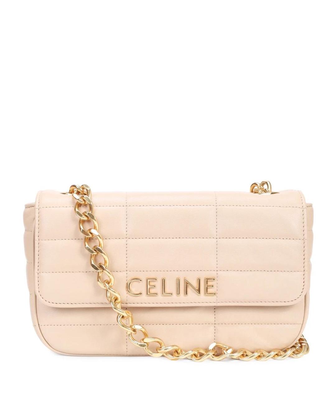 CELINE Бежевая кожаная сумка через плечо, фото 1