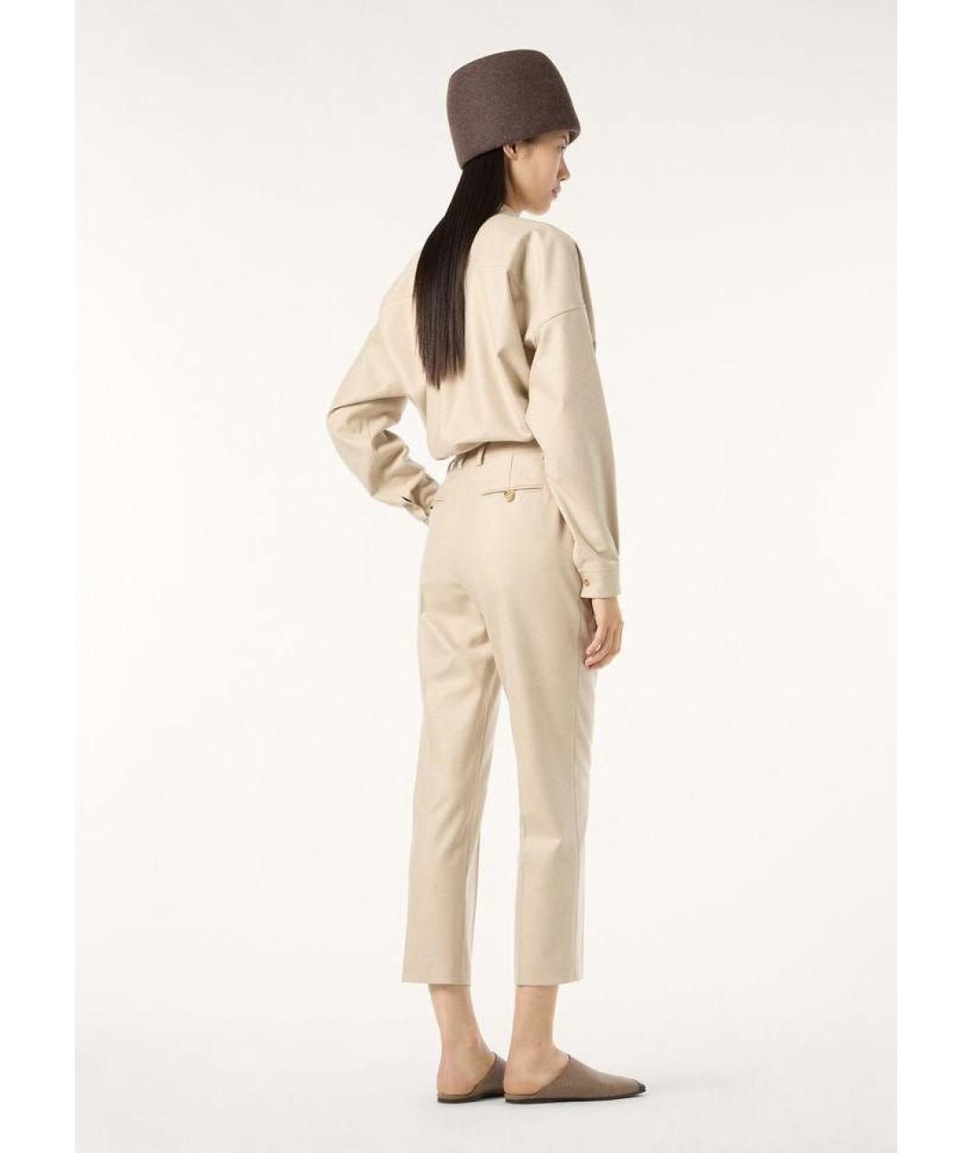 LORO PIANA Бежевые кашемировые брюки узкие, фото 4