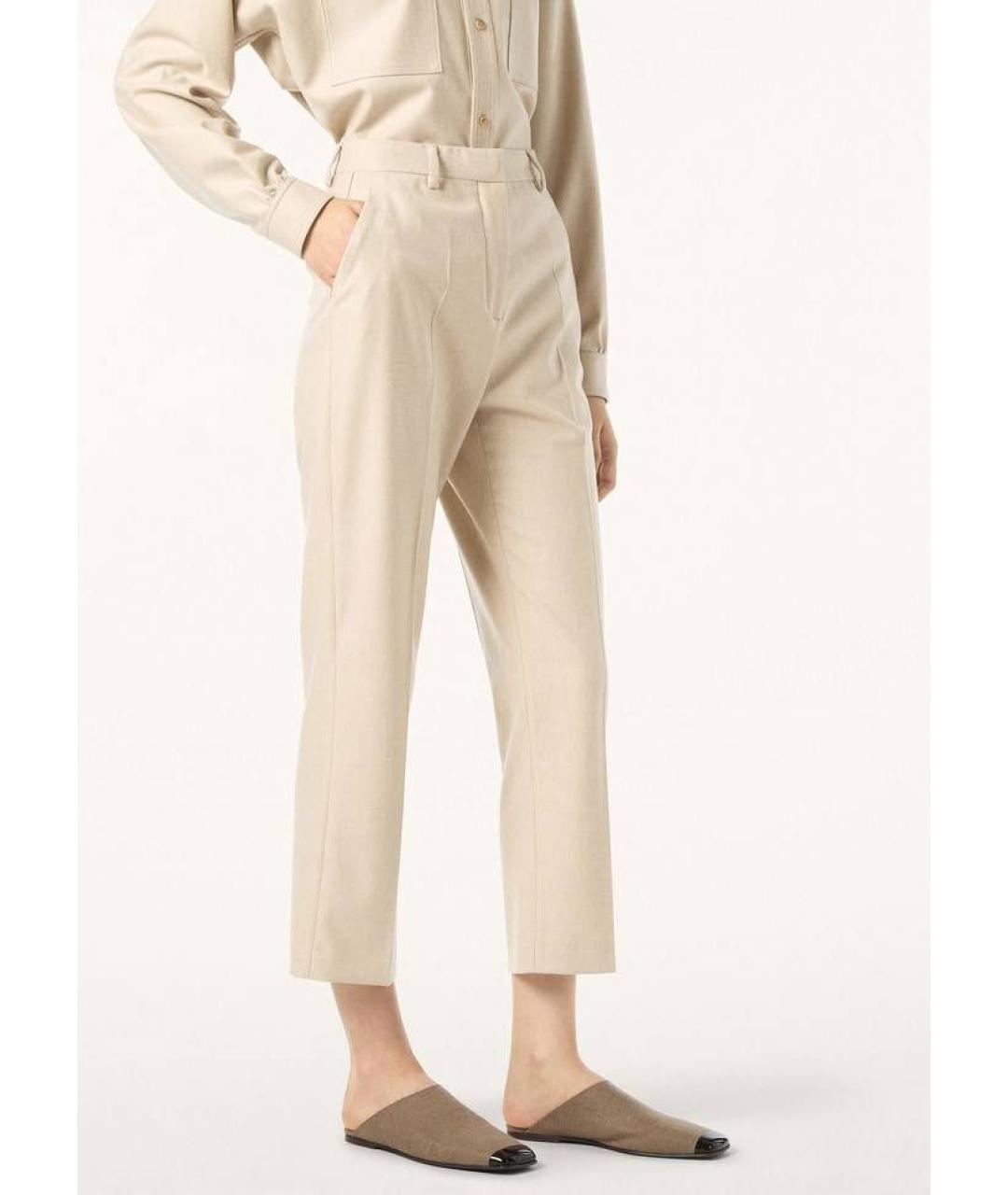 LORO PIANA Бежевые кашемировые брюки узкие, фото 3