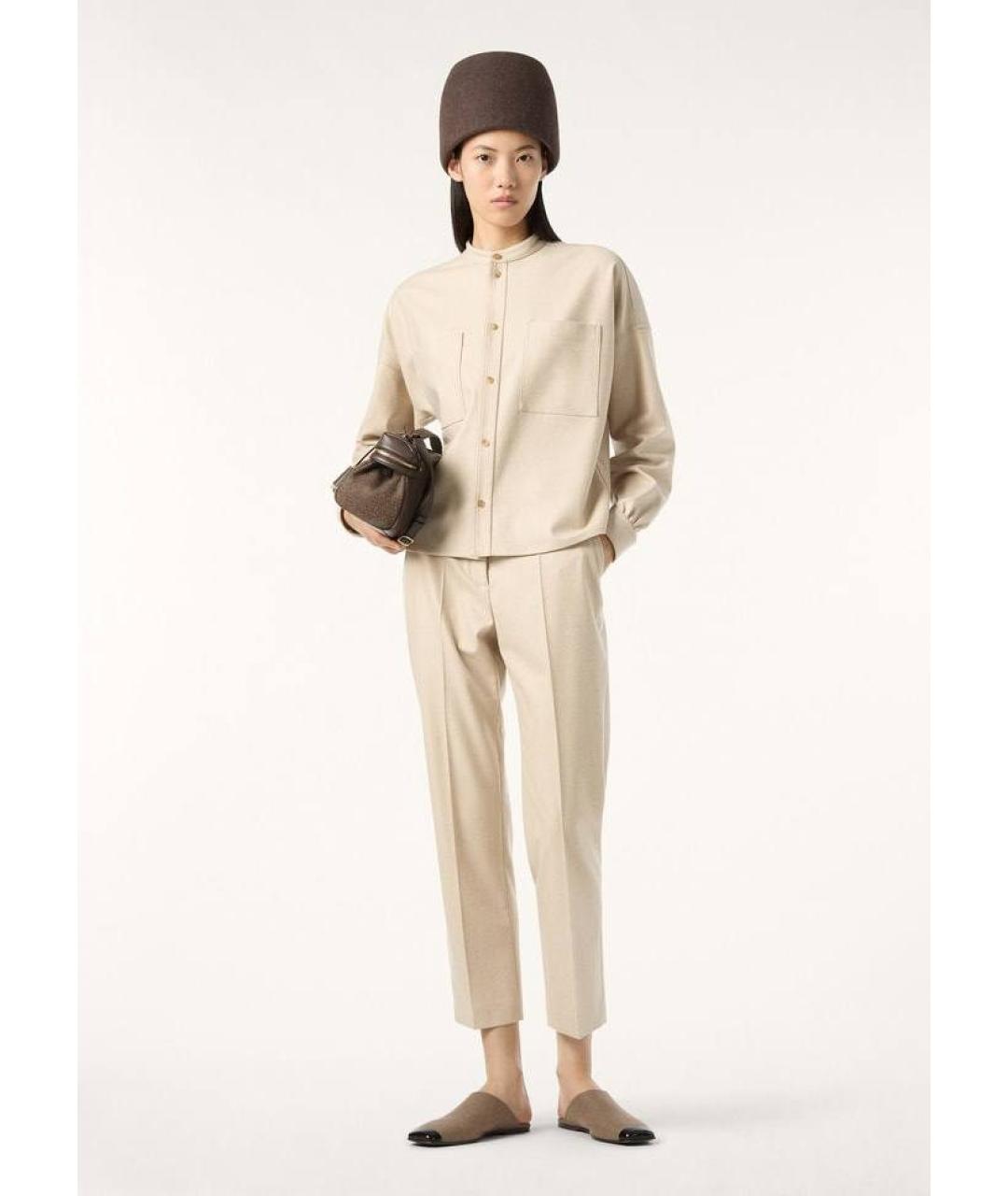 LORO PIANA Бежевые кашемировые брюки узкие, фото 2