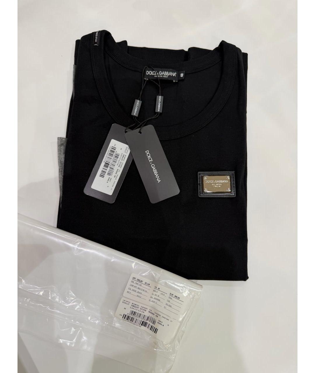 DOLCE&GABBANA Черная хлопко-эластановая майка, фото 7
