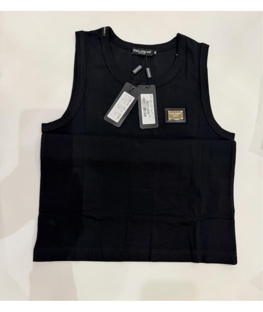 DOLCE&GABBANA Черная хлопко-эластановая майка, фото 8