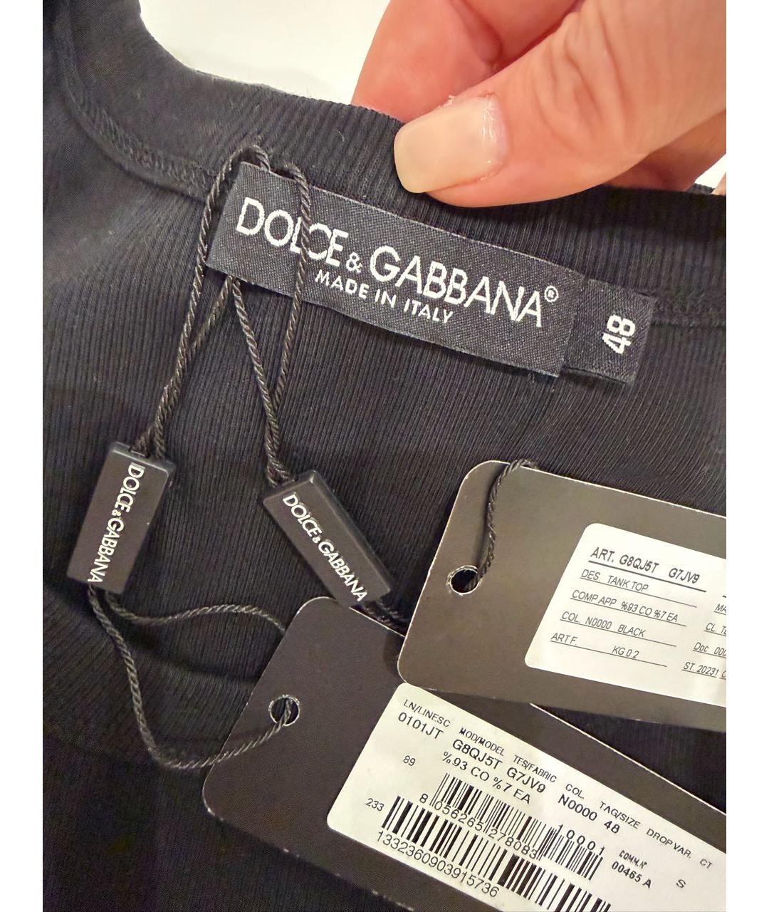 DOLCE&GABBANA Черная хлопко-эластановая майка, фото 5