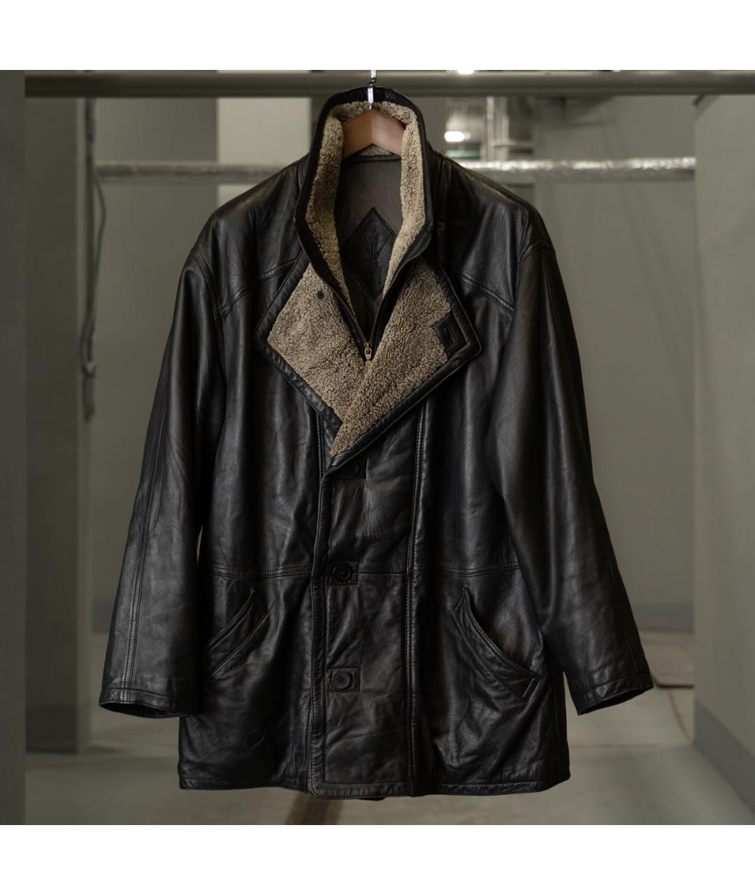 YVES SAINT LAURENT BEAUTY Черное кожаное пальто, фото 2
