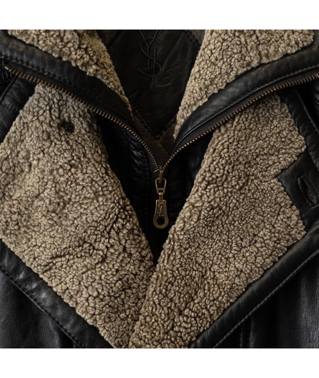 YVES SAINT LAURENT BEAUTY Черное кожаное пальто, фото 3