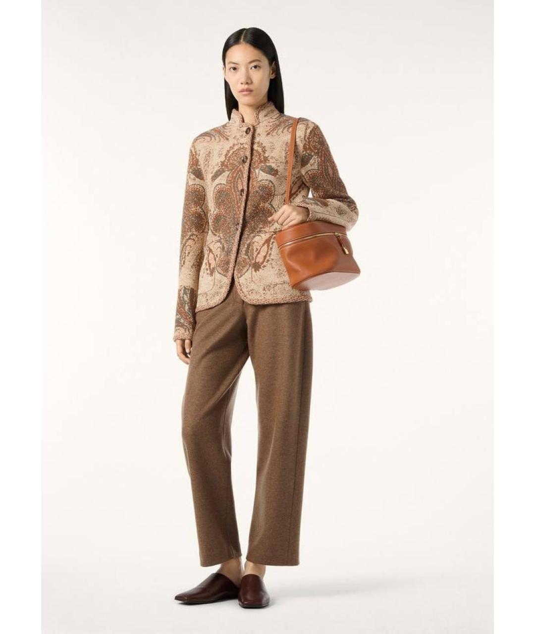 LORO PIANA Коричневые кашемировые брюки широкие, фото 2