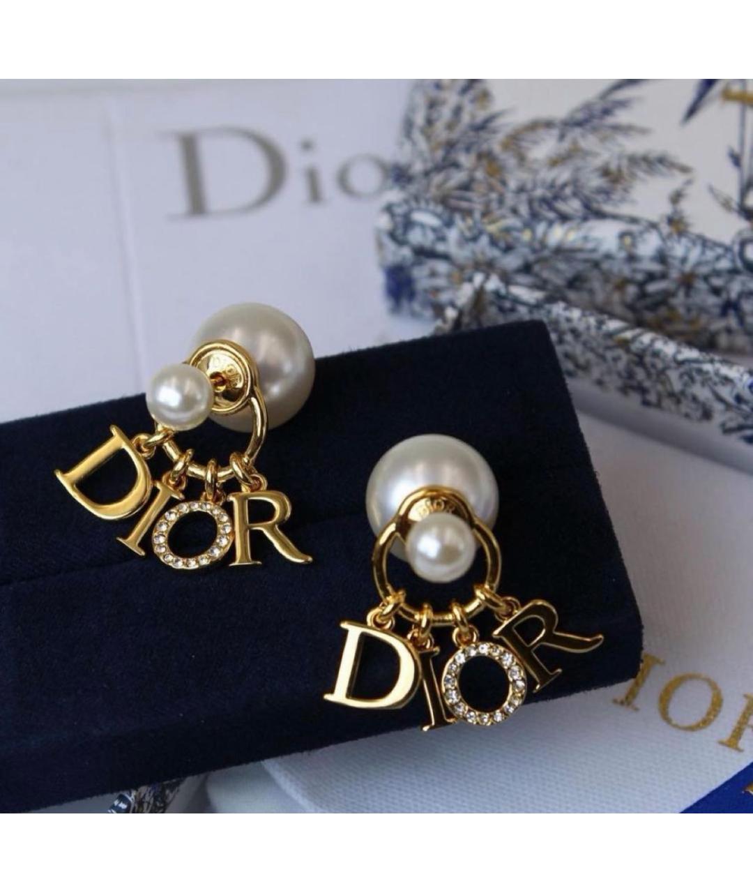 CHRISTIAN DIOR Золотые металлические серьги, фото 2