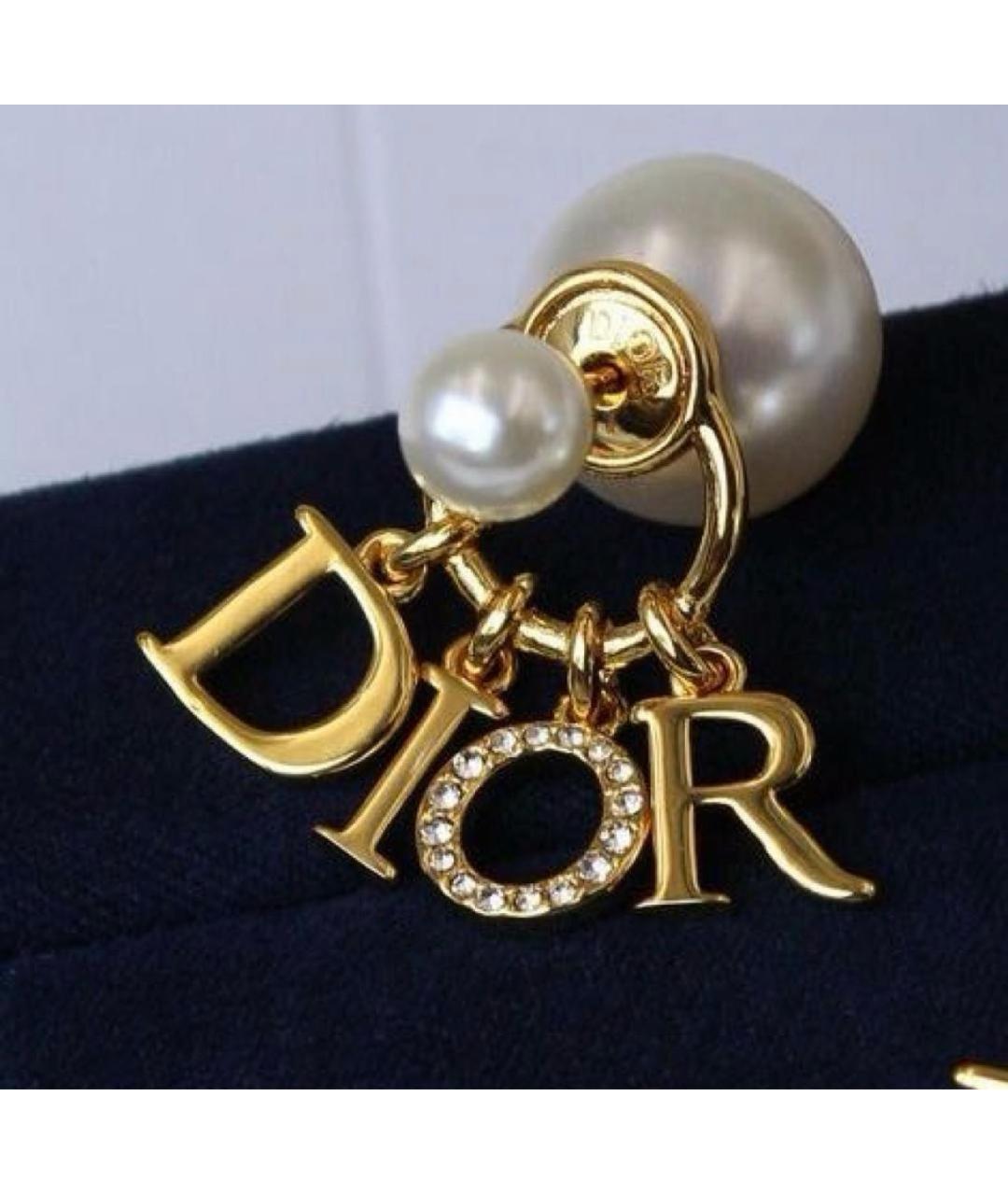 CHRISTIAN DIOR Золотые металлические серьги, фото 3