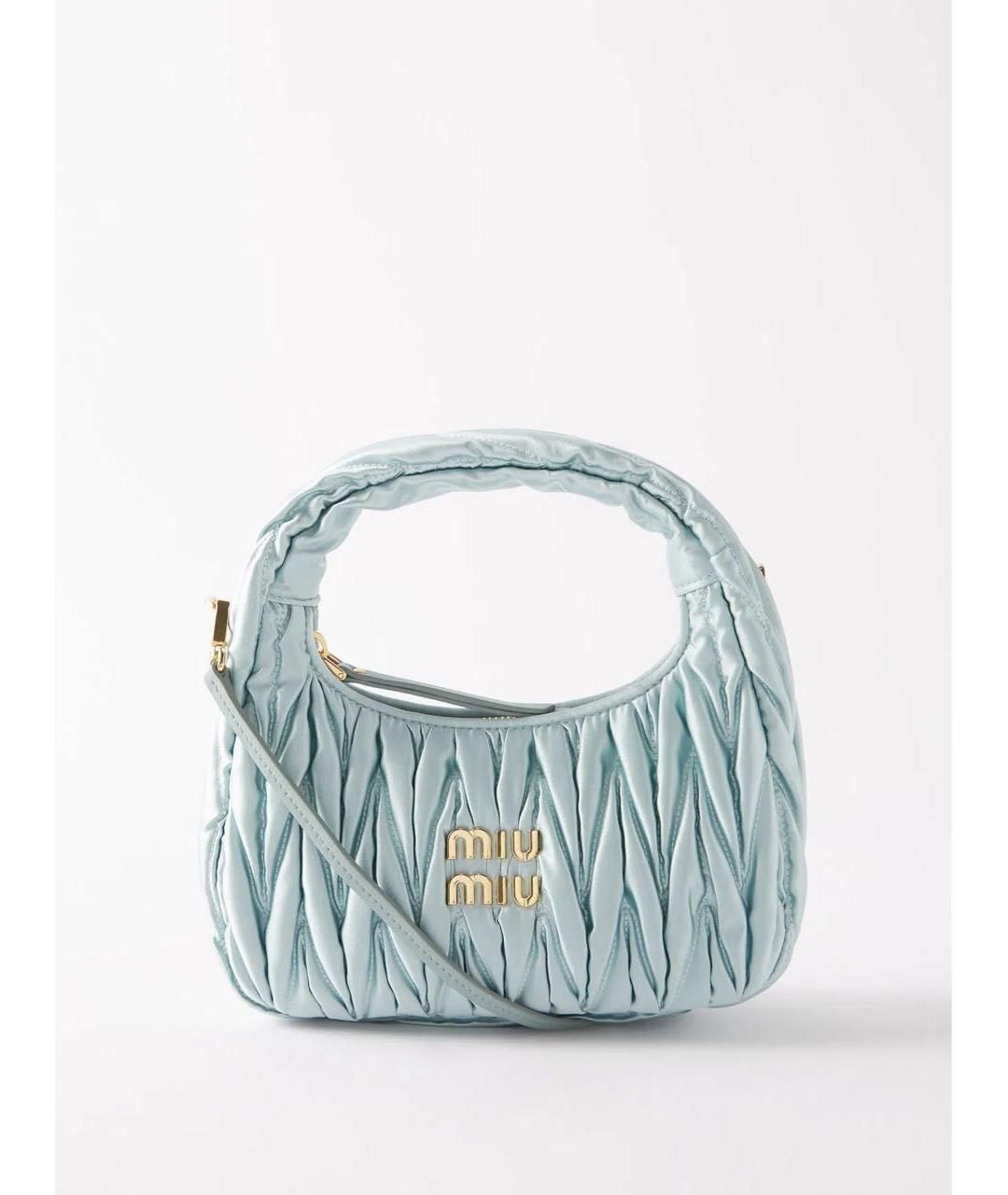 MIU MIU Бирюзовая шелковая сумка с короткими ручками, фото 8