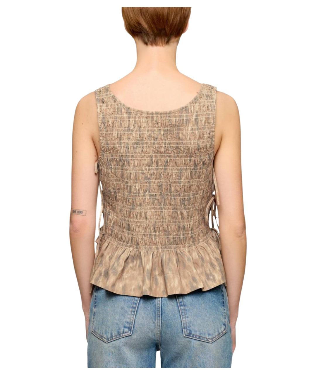 GANNI Бежевая хлопковая майка, фото 3