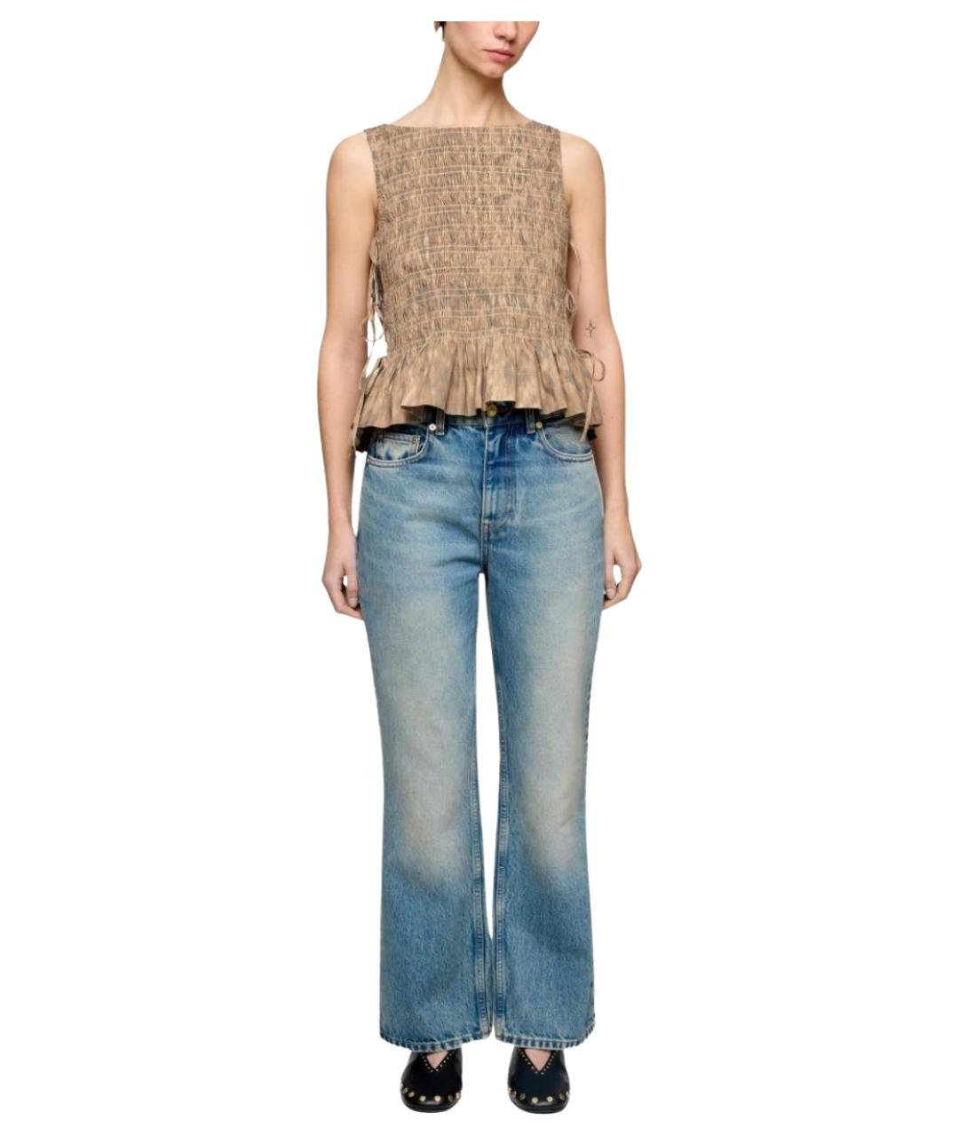 GANNI Бежевая хлопковая майка, фото 2