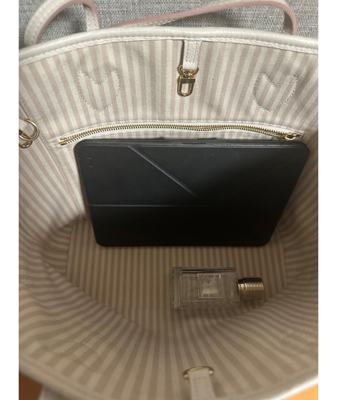 LOUIS VUITTON Бежевая кожаная сумка тоут, фото 4