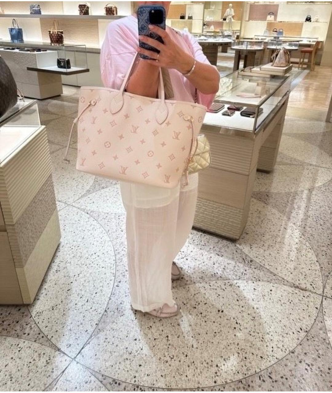 LOUIS VUITTON Бежевая кожаная сумка тоут, фото 3