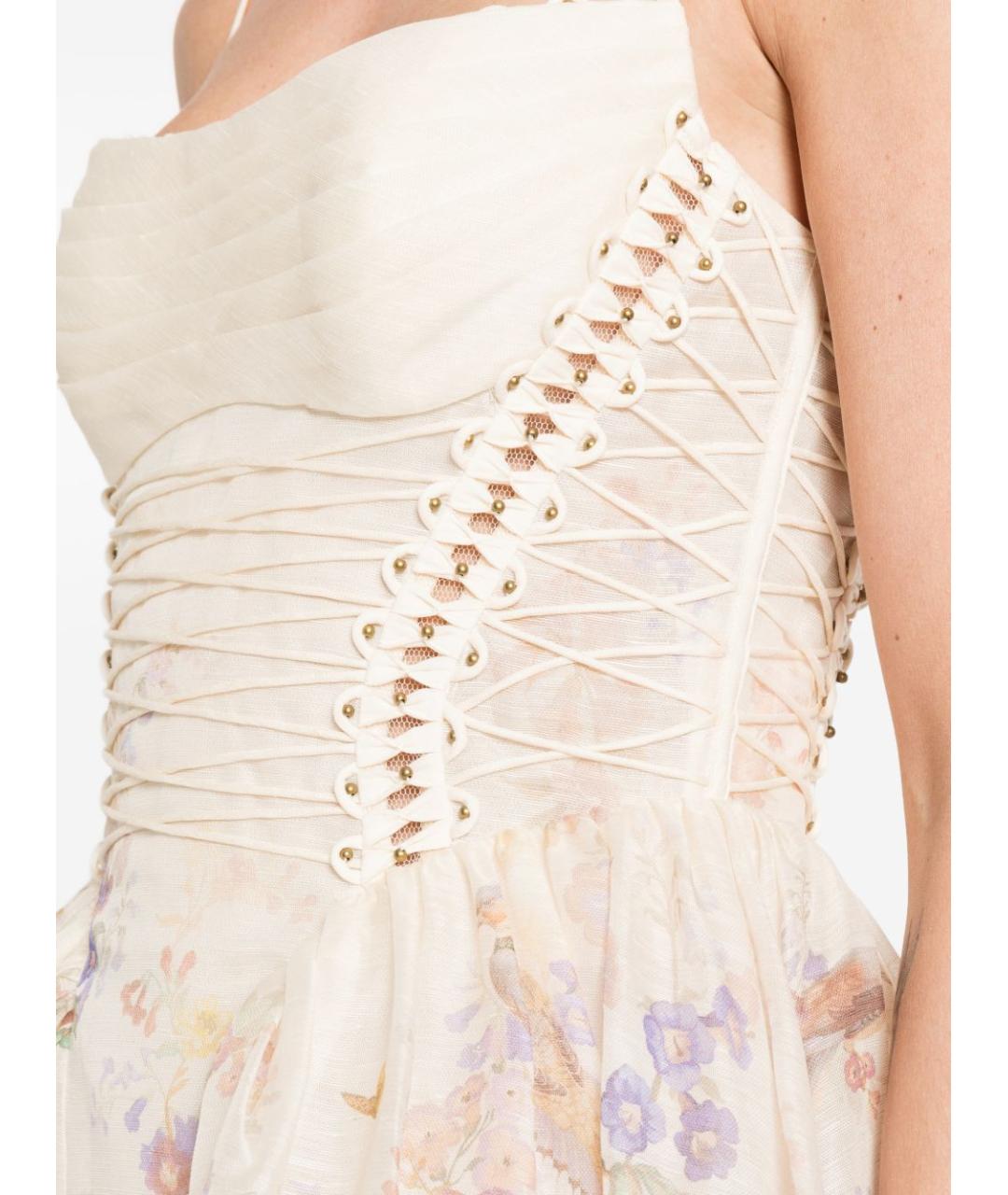 ZIMMERMANN Бежевое льняное коктейльное платье, фото 5