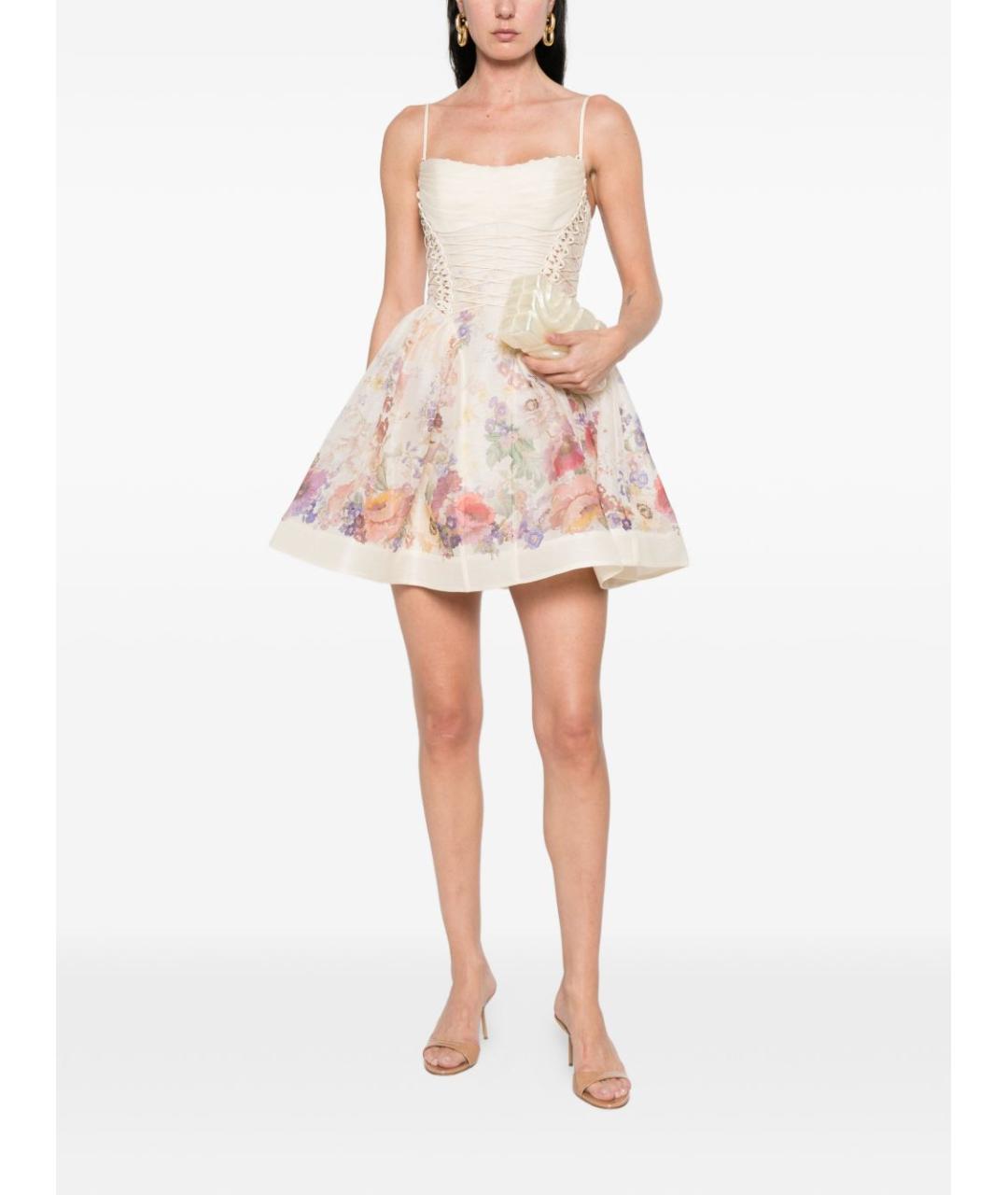 ZIMMERMANN Бежевое льняное коктейльное платье, фото 2