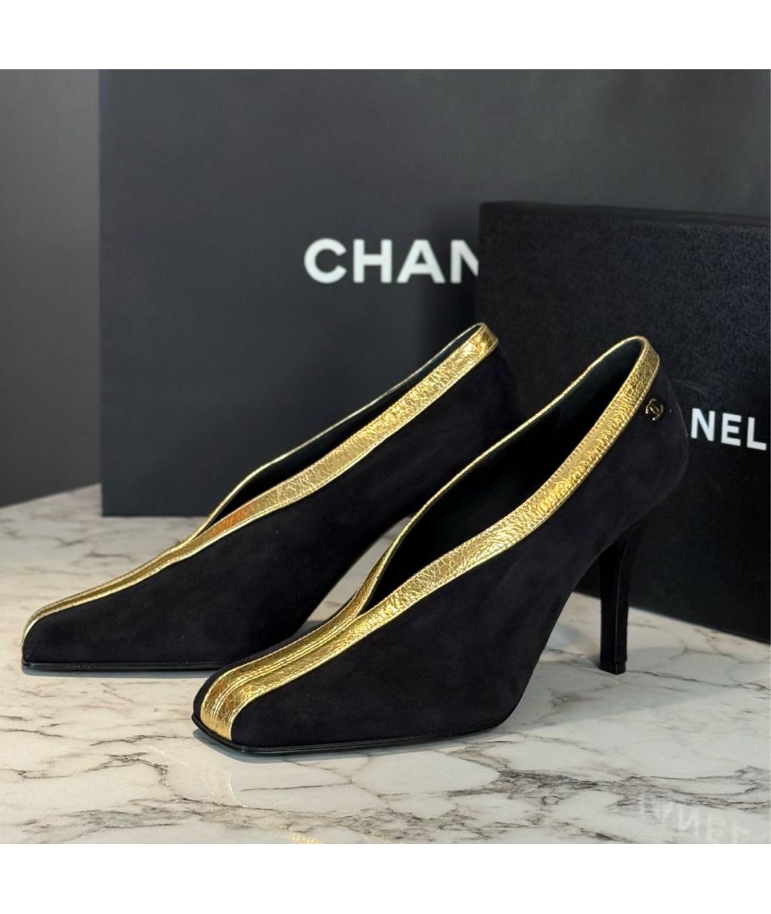 CHANEL Черные замшевые туфли, фото 2