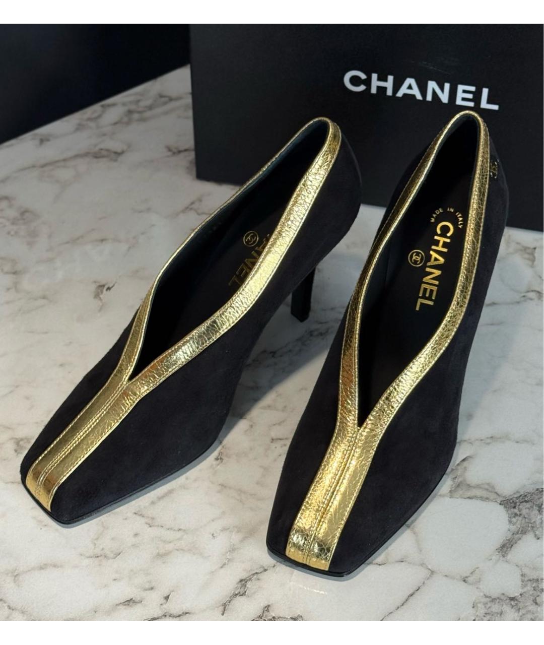 CHANEL Черные замшевые туфли, фото 4