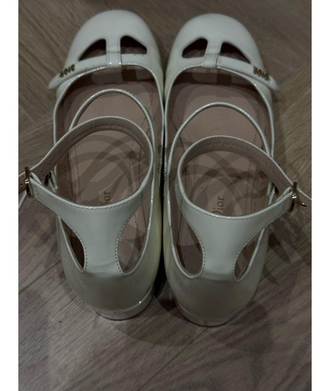 CHRISTIAN DIOR Бежевые кожаные балетки, фото 3