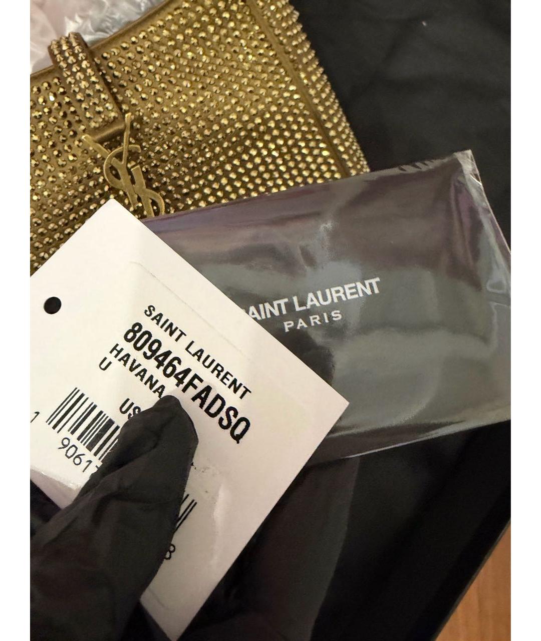 SAINT LAURENT Золотая шелковая сумка с короткими ручками, фото 4
