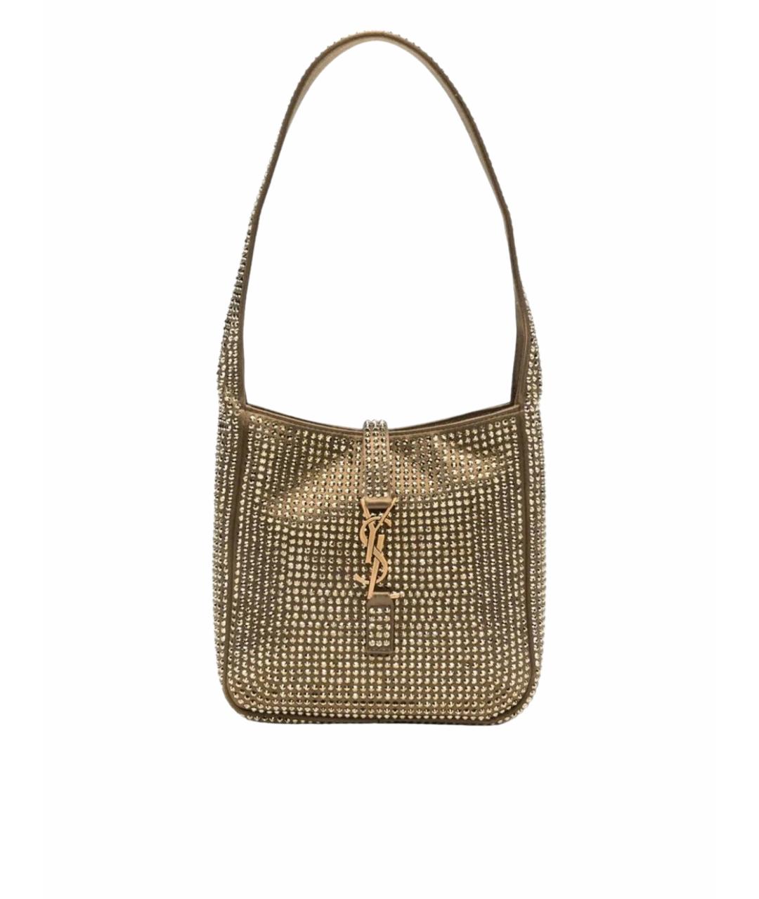 SAINT LAURENT Золотая шелковая сумка с короткими ручками, фото 1