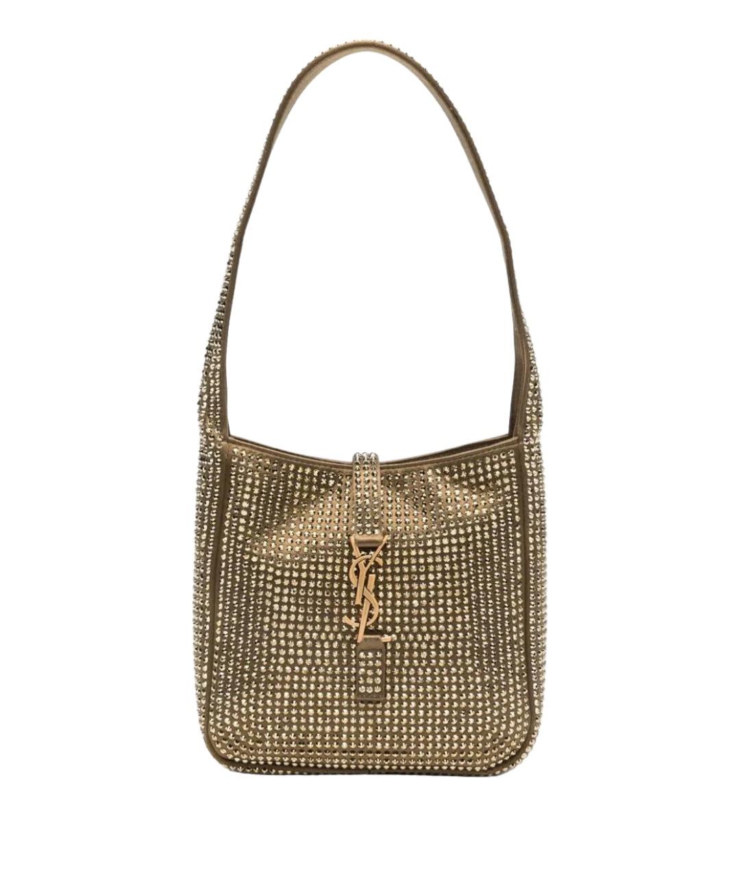 SAINT LAURENT Золотая шелковая сумка с короткими ручками, фото 6