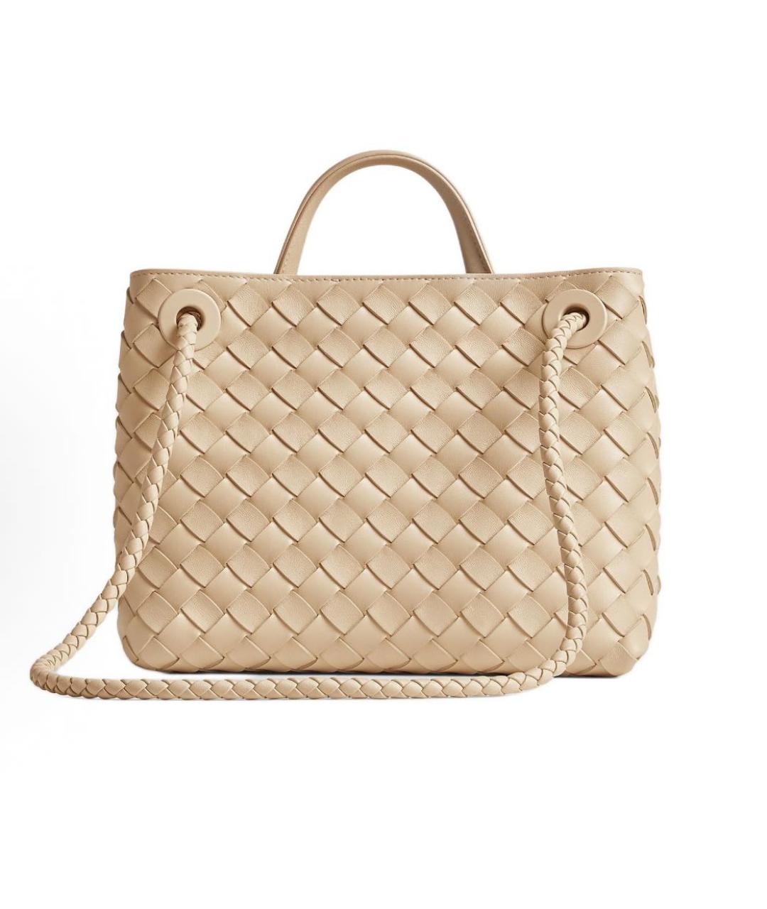 BOTTEGA VENETA Бежевая кожаная сумка с короткими ручками, фото 3
