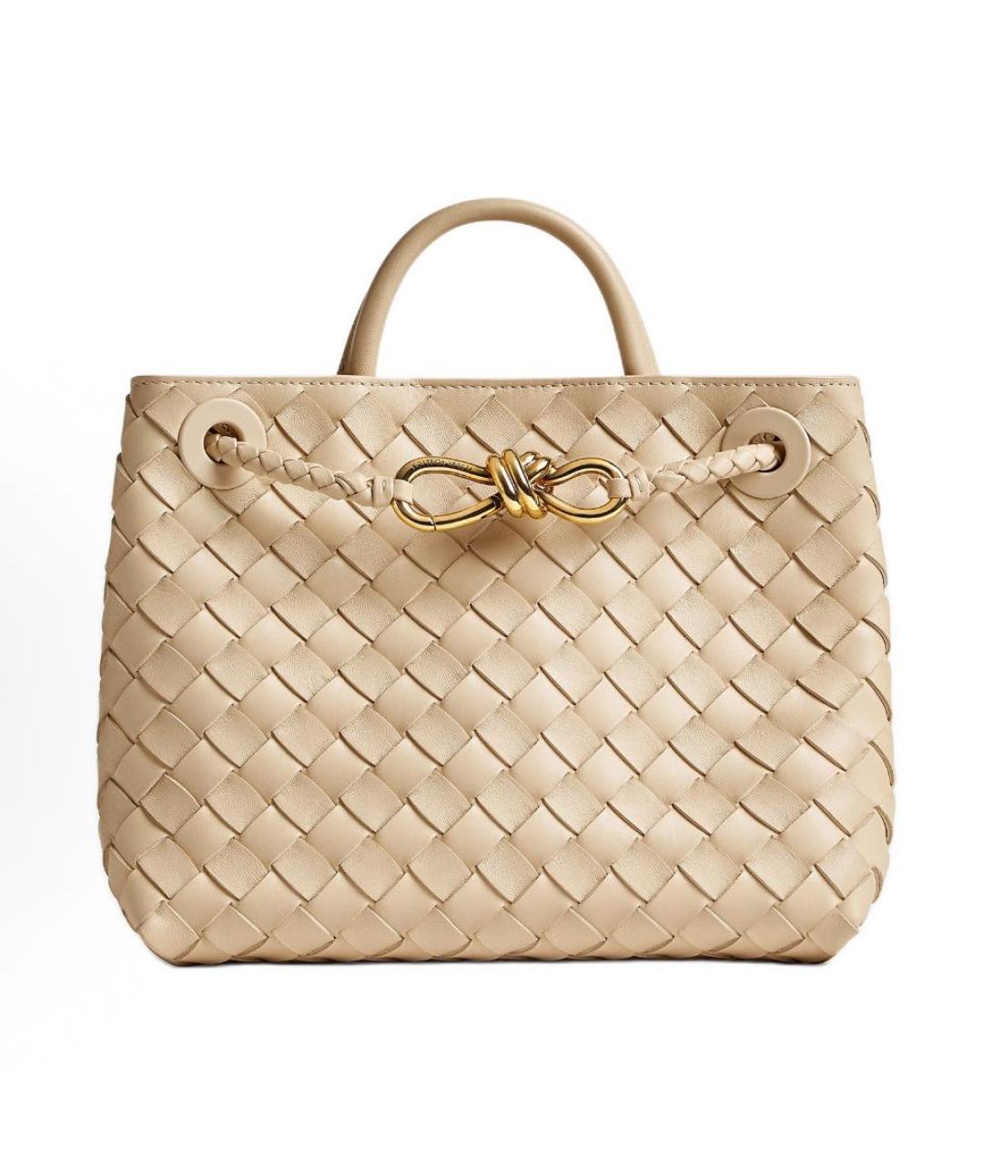 BOTTEGA VENETA Бежевая кожаная сумка с короткими ручками, фото 9
