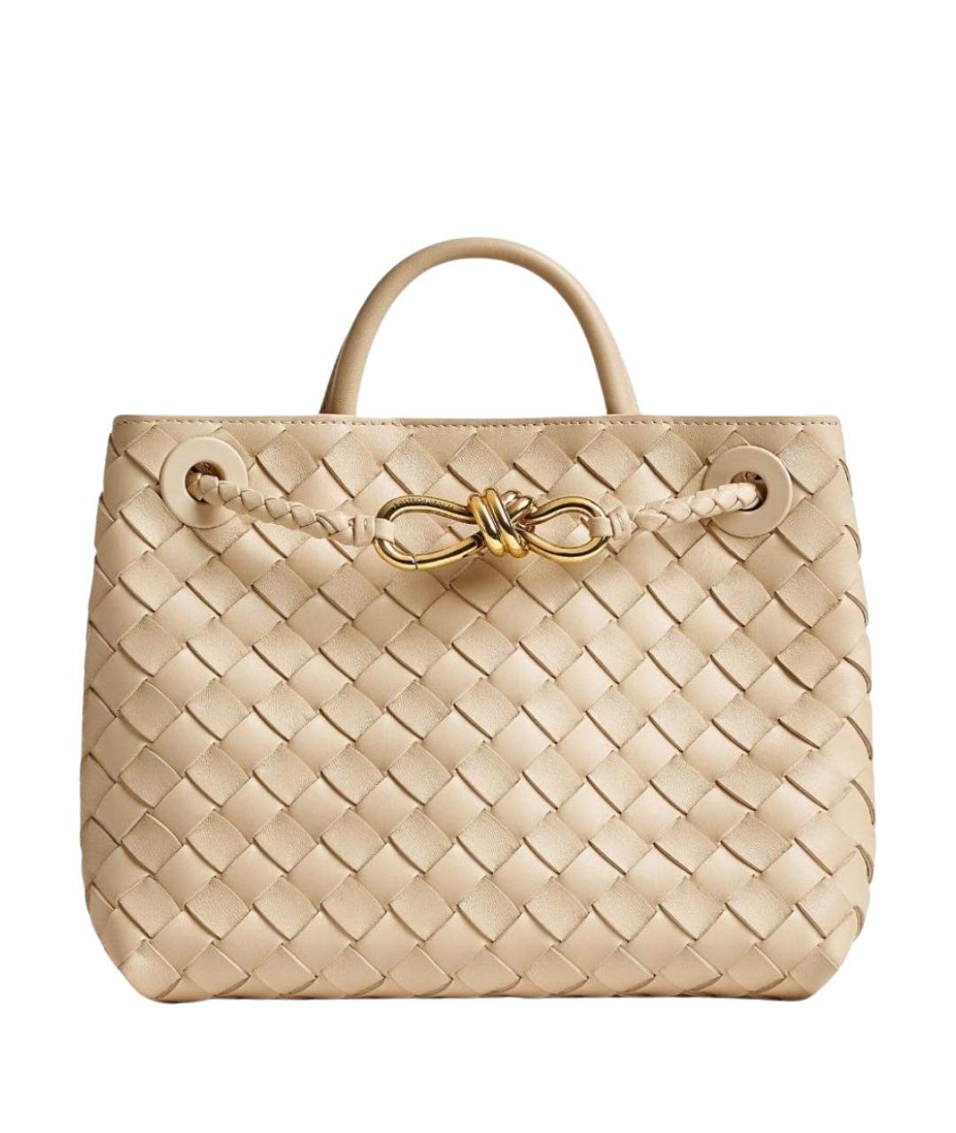 BOTTEGA VENETA Бежевая кожаная сумка с короткими ручками, фото 1