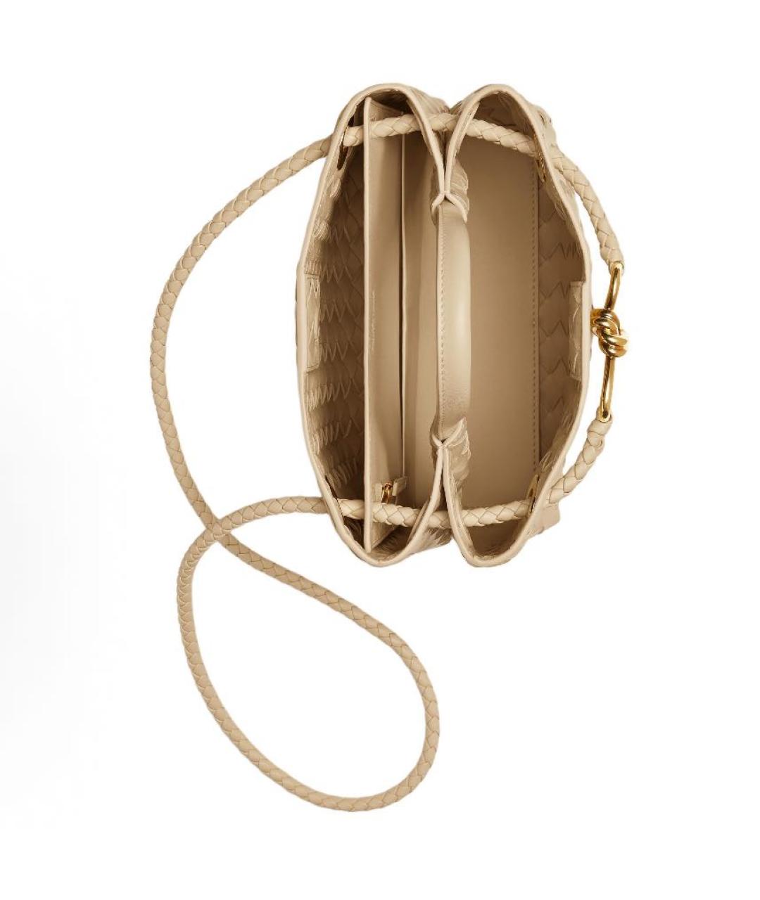BOTTEGA VENETA Бежевая кожаная сумка с короткими ручками, фото 4