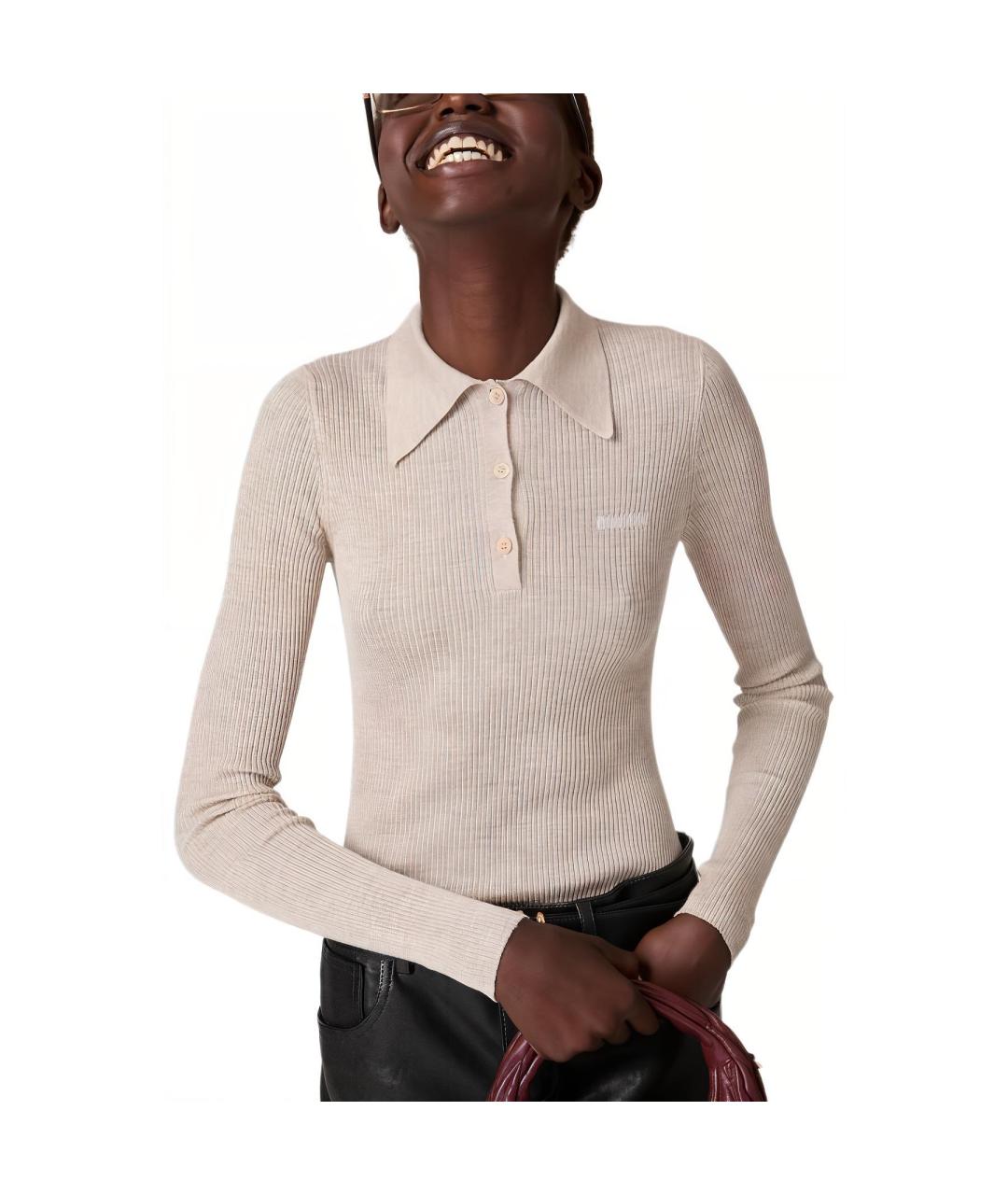 MIU MIU Бежевый кашемировый джемпер / свитер, фото 3