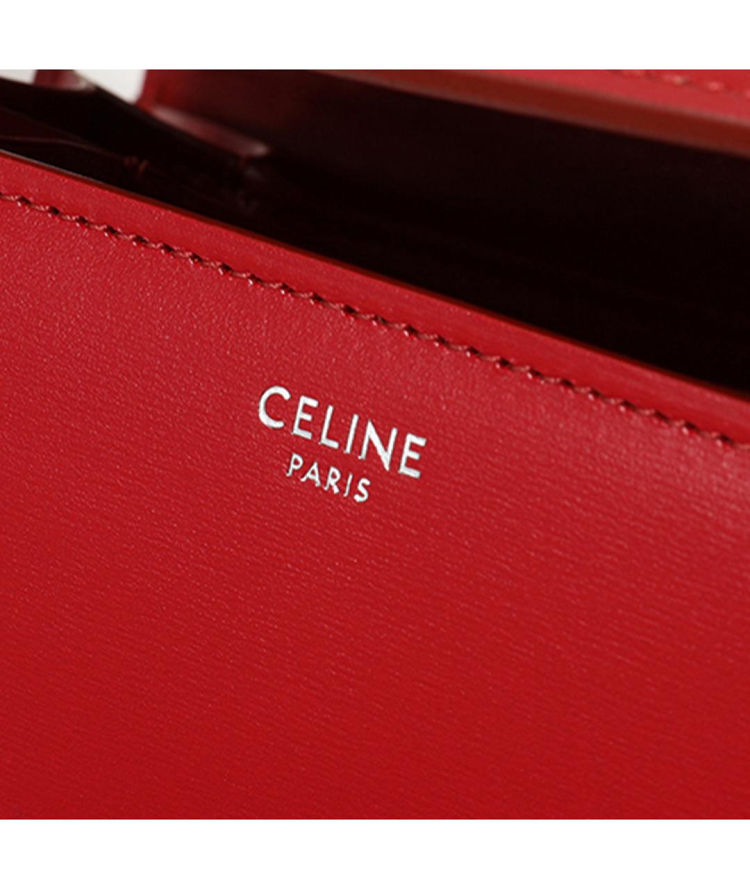 CELINE Красная кожаная сумка через плечо, фото 5
