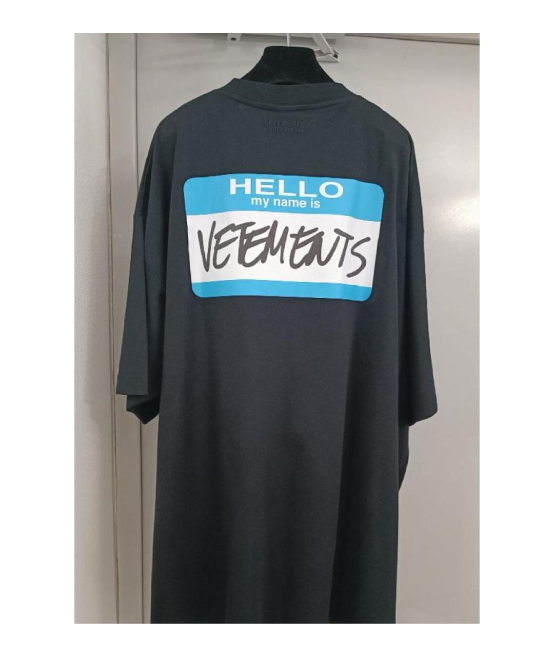 VETEMENTS Черная хлопковая футболка, фото 2