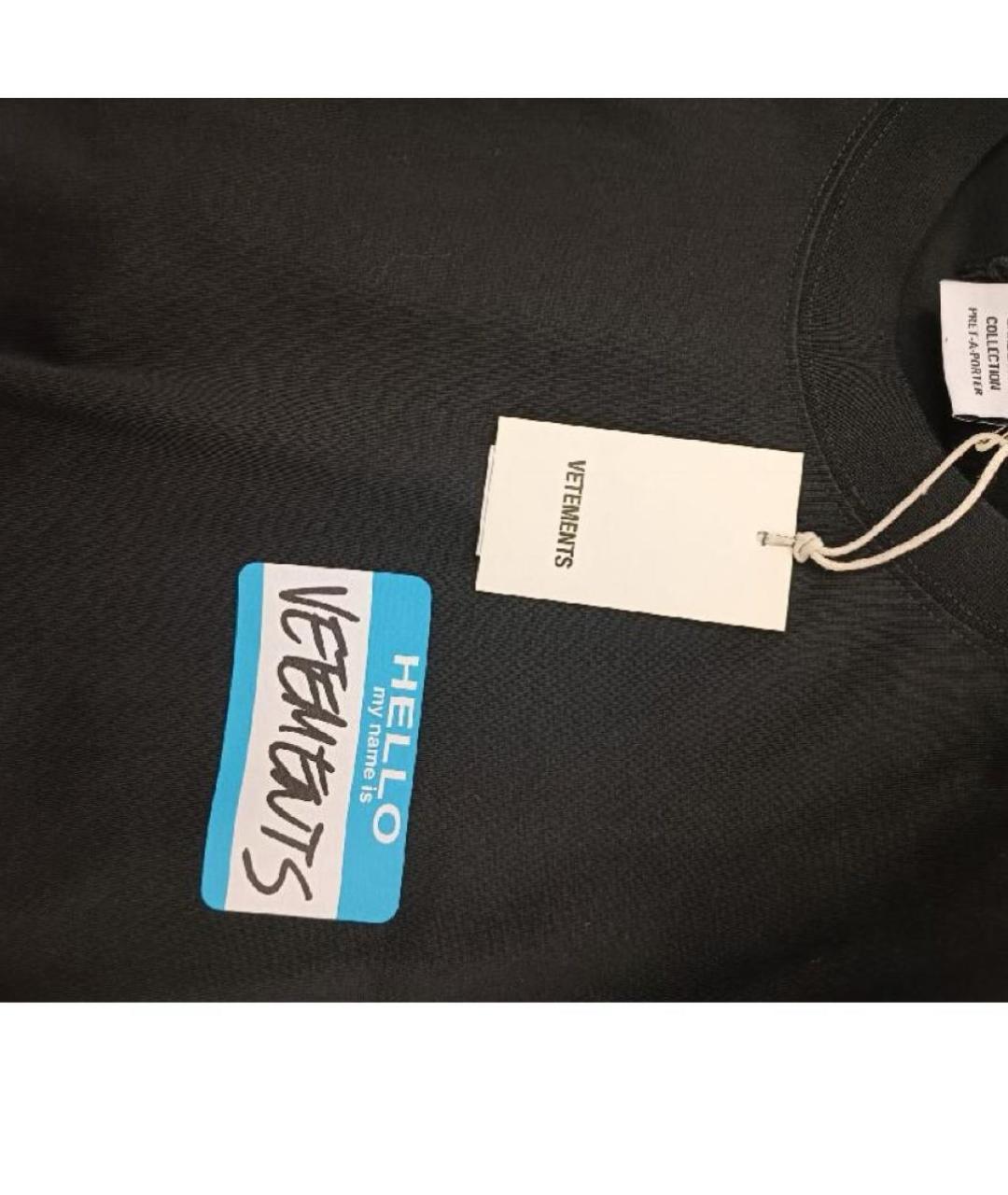 VETEMENTS Черная хлопковая футболка, фото 3