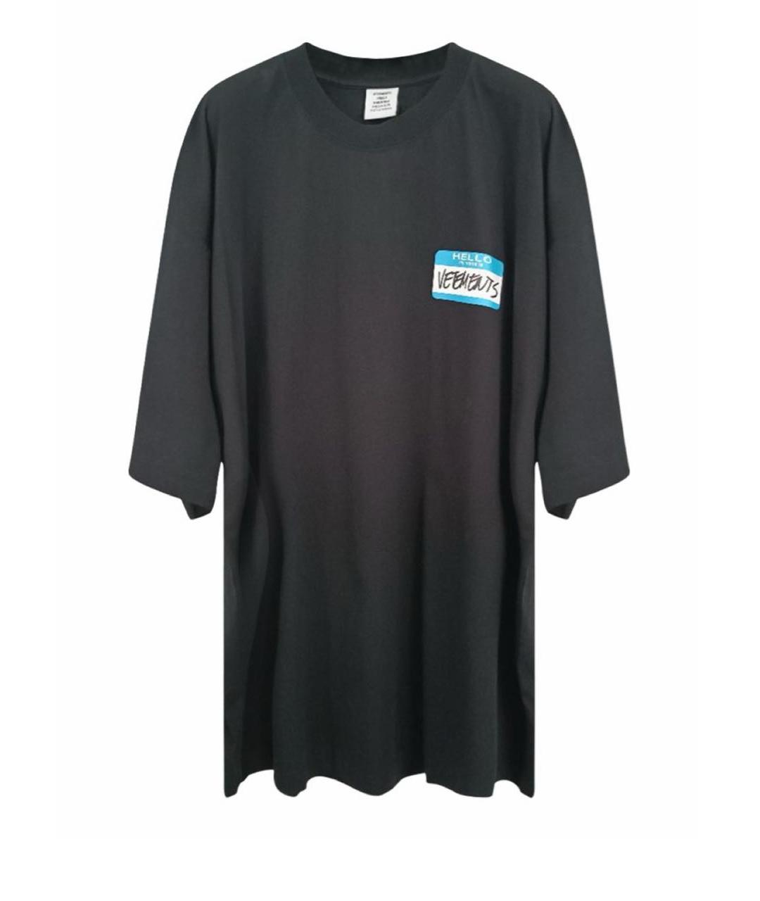 VETEMENTS Черная хлопковая футболка, фото 9