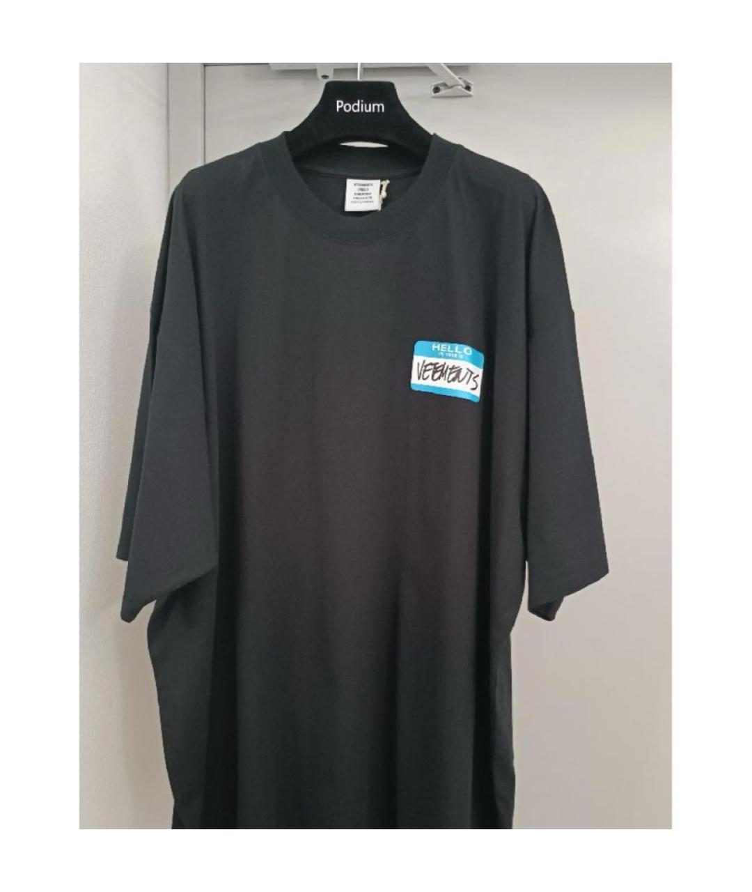 VETEMENTS Черная хлопковая футболка, фото 8