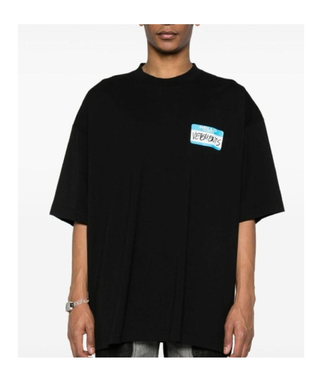 VETEMENTS Черная хлопковая футболка, фото 6