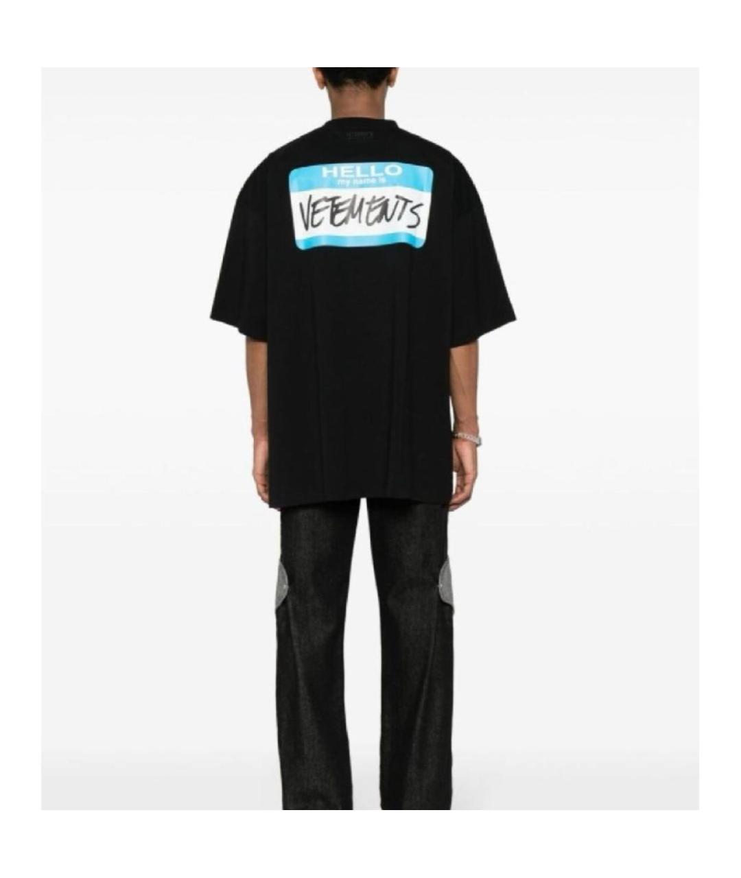 VETEMENTS Черная хлопковая футболка, фото 7