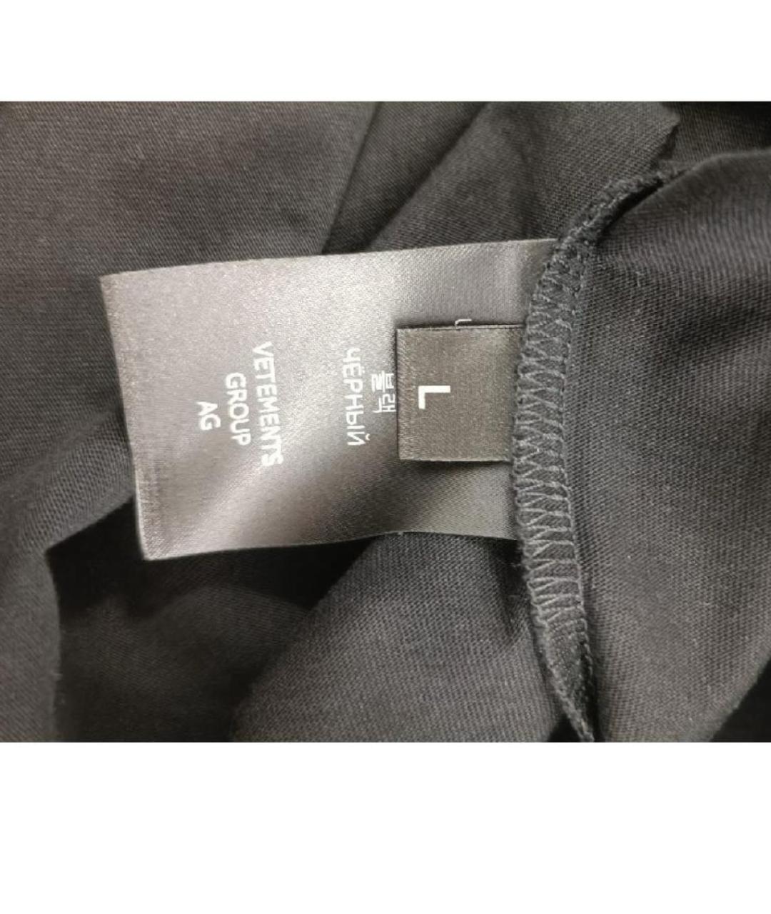 VETEMENTS Черная хлопковая футболка, фото 5